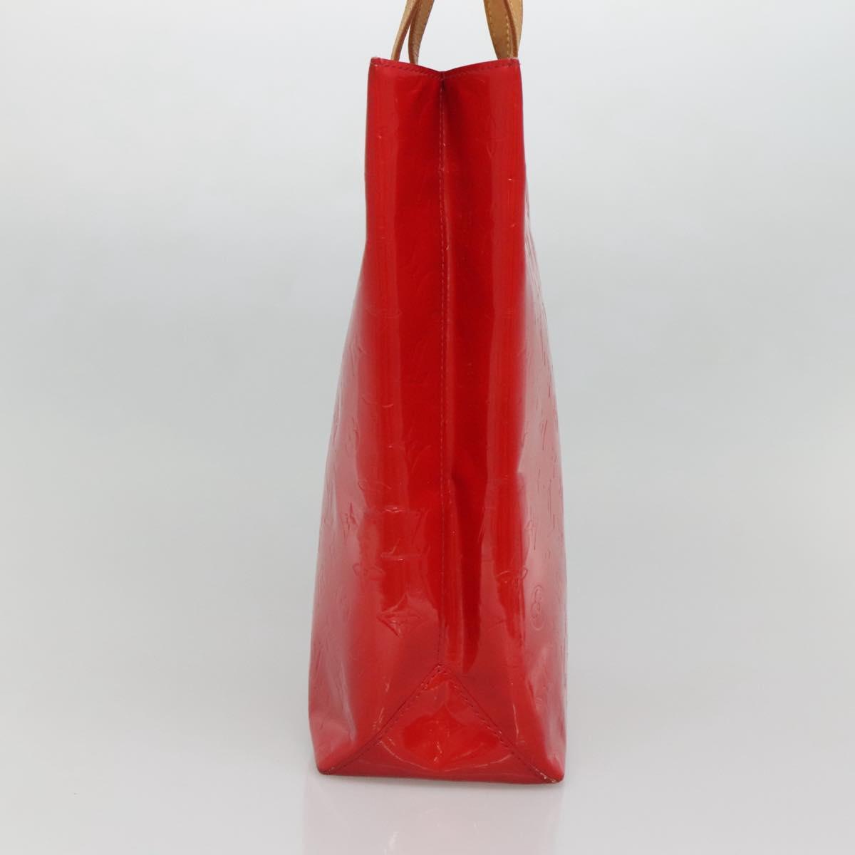 LOUIS VUITTON Monogram Vernis Reade MM Hand Bag Red Rouge M91086 LV Auth BA4169