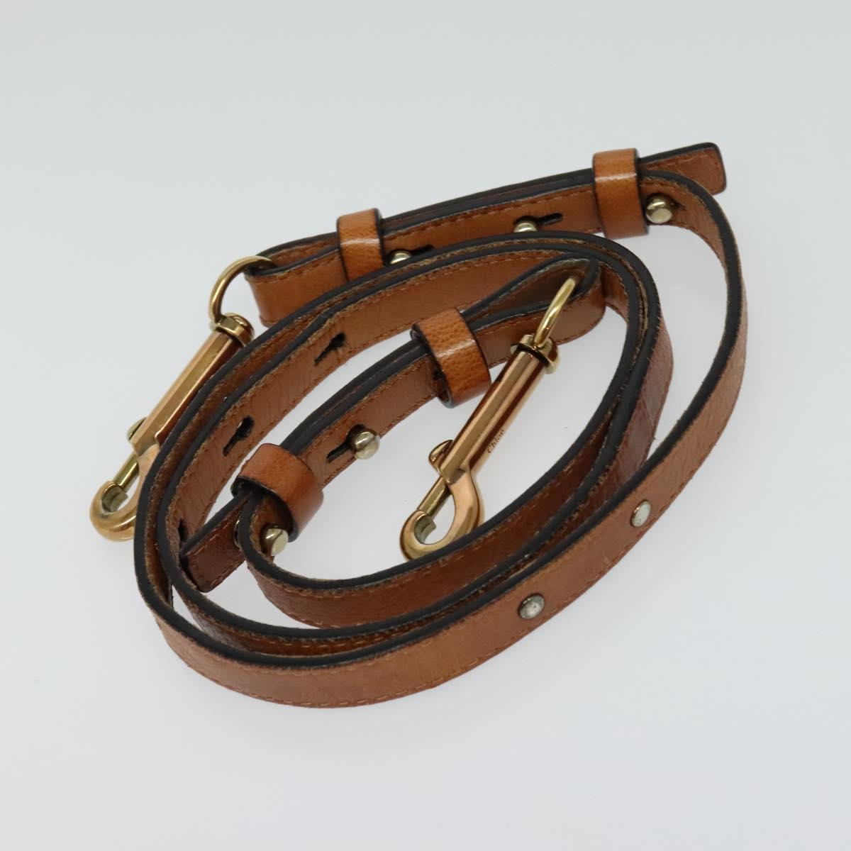 Chloe Etel Hand Bag Leather 2way Brown Gold Auth BA4185