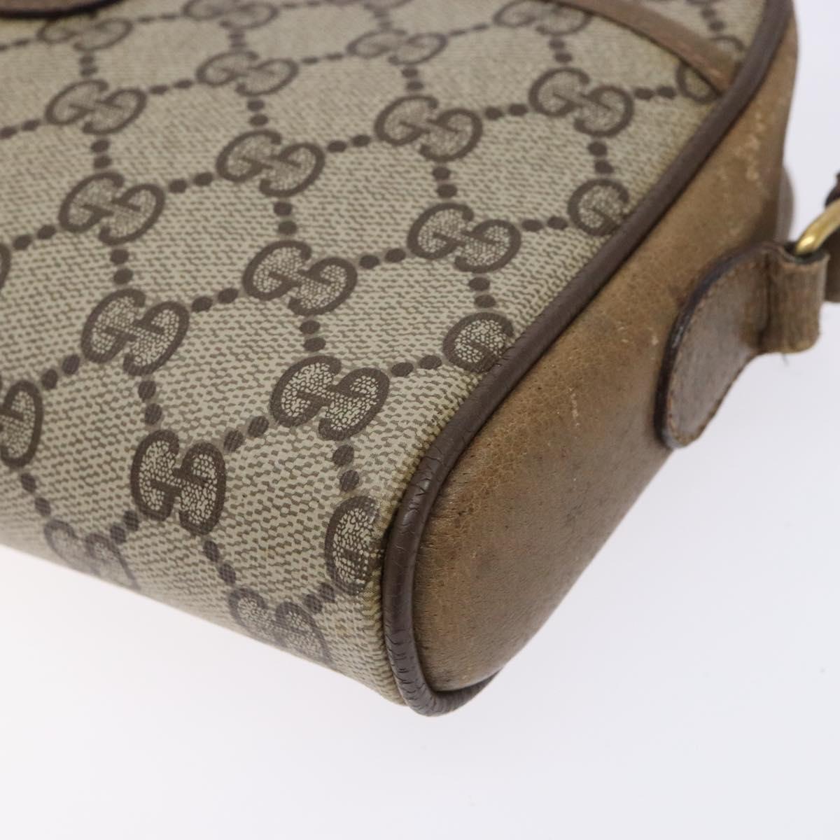 GUCCI GG Supreme Web Sherry Line Bag PVC Beige Gold 116 02 089 Auth BA4187