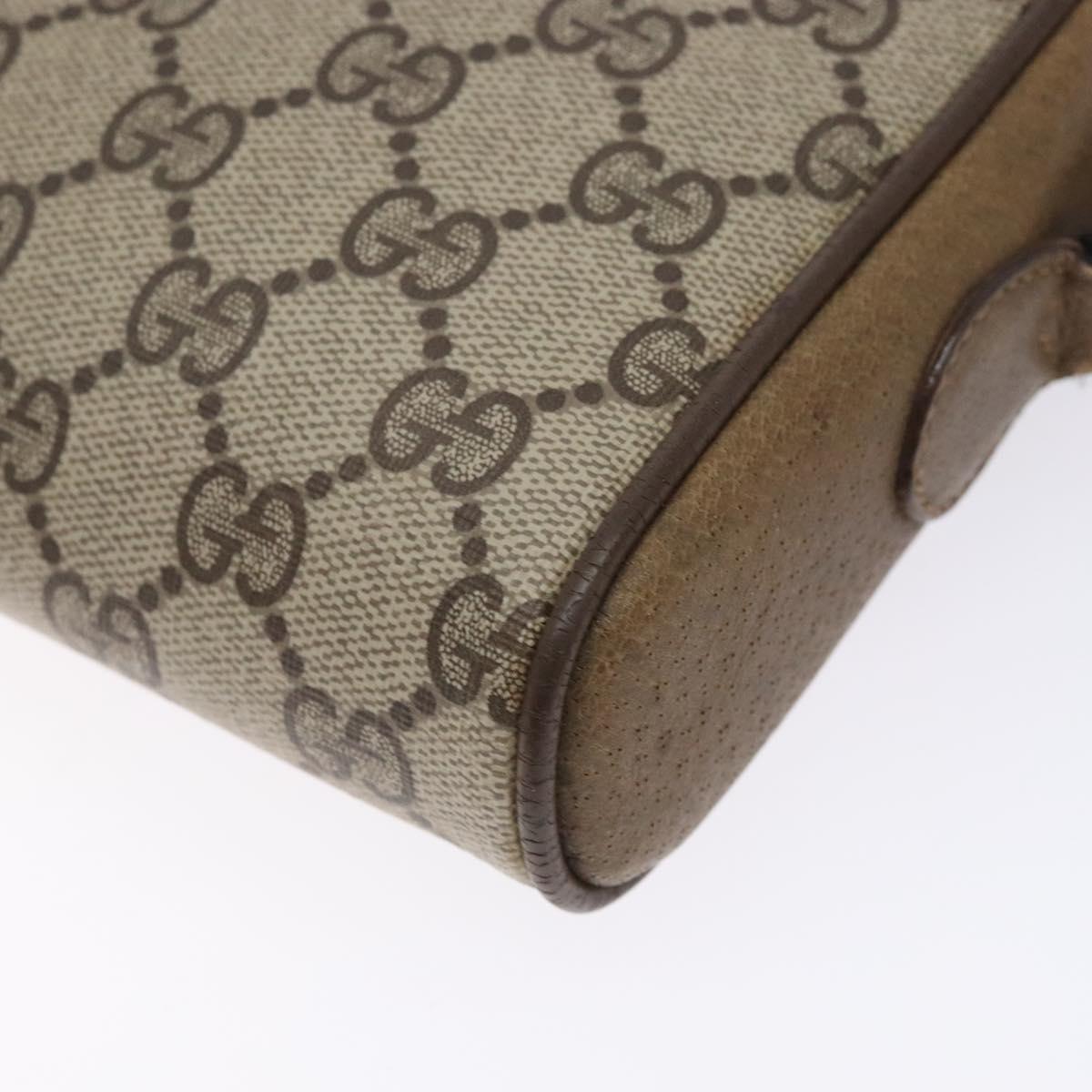 GUCCI GG Supreme Web Sherry Line Bag PVC Beige Gold 116 02 089 Auth BA4187