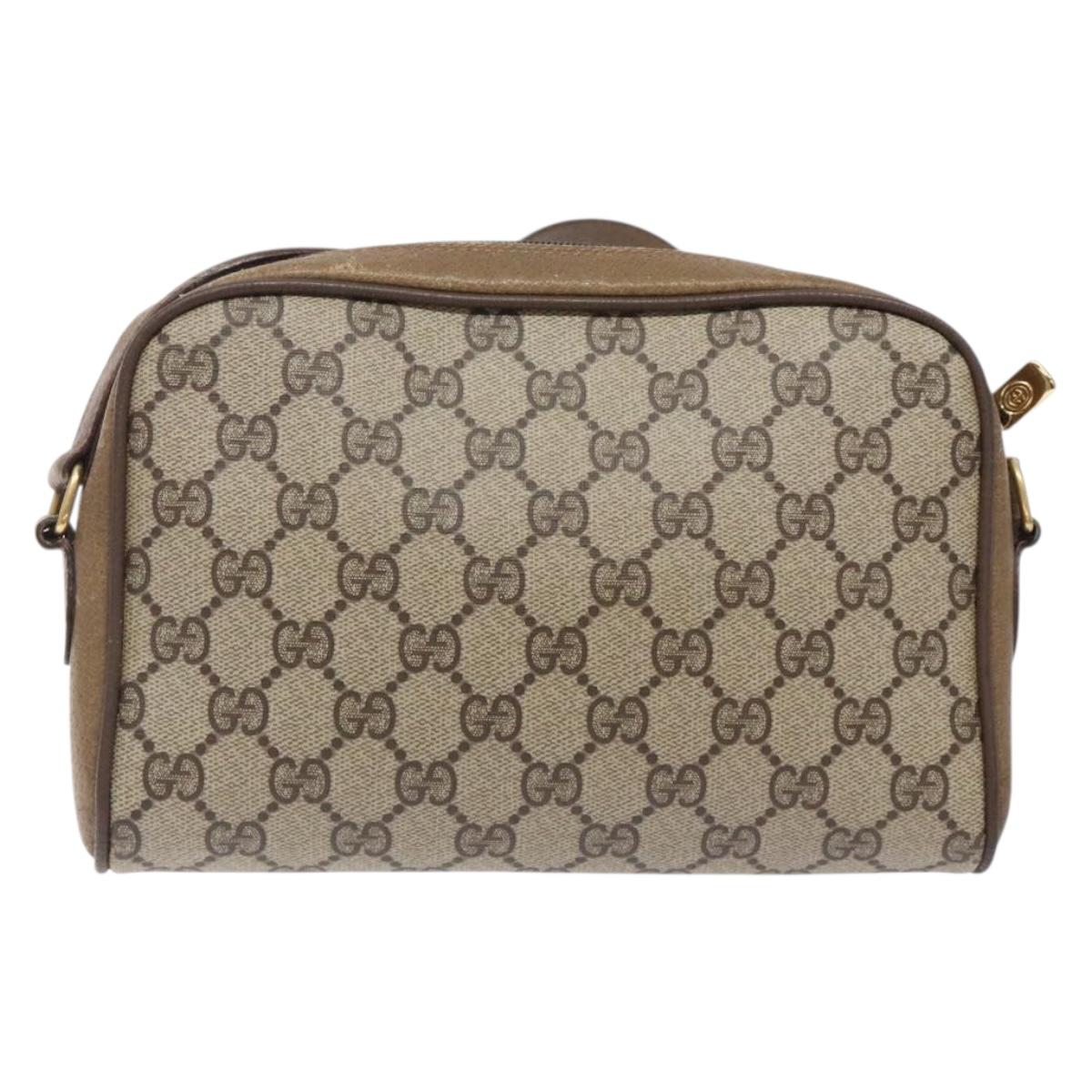 GUCCI GG Supreme Web Sherry Line Bag PVC Beige Gold 116 02 089 Auth BA4187