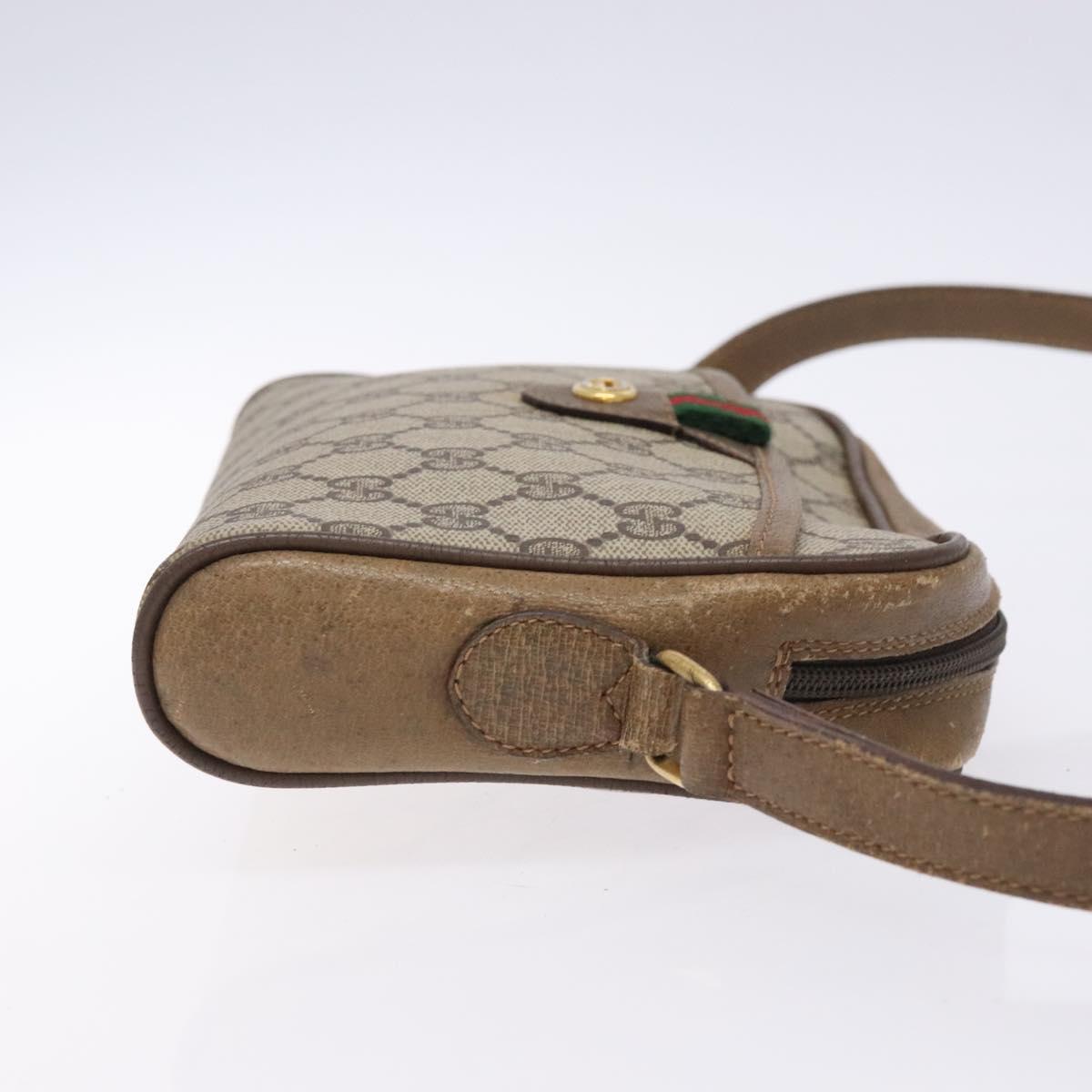 GUCCI GG Supreme Web Sherry Line Bag PVC Beige Gold 116 02 089 Auth BA4187