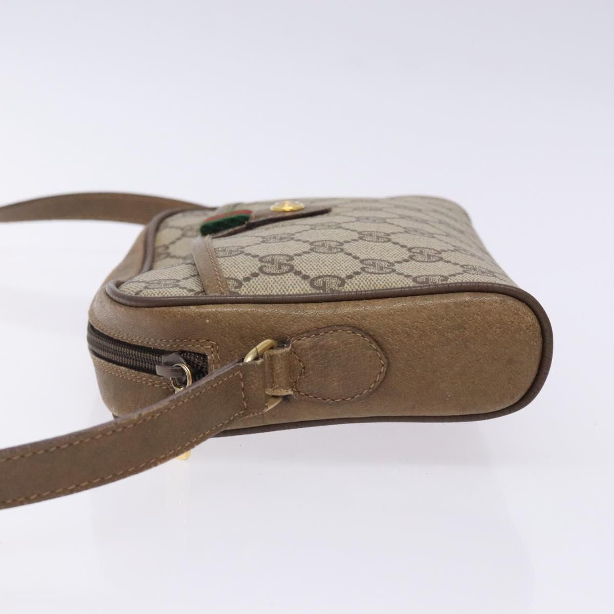 GUCCI GG Supreme Web Sherry Line Bag PVC Beige Gold 116 02 089 Auth BA4187