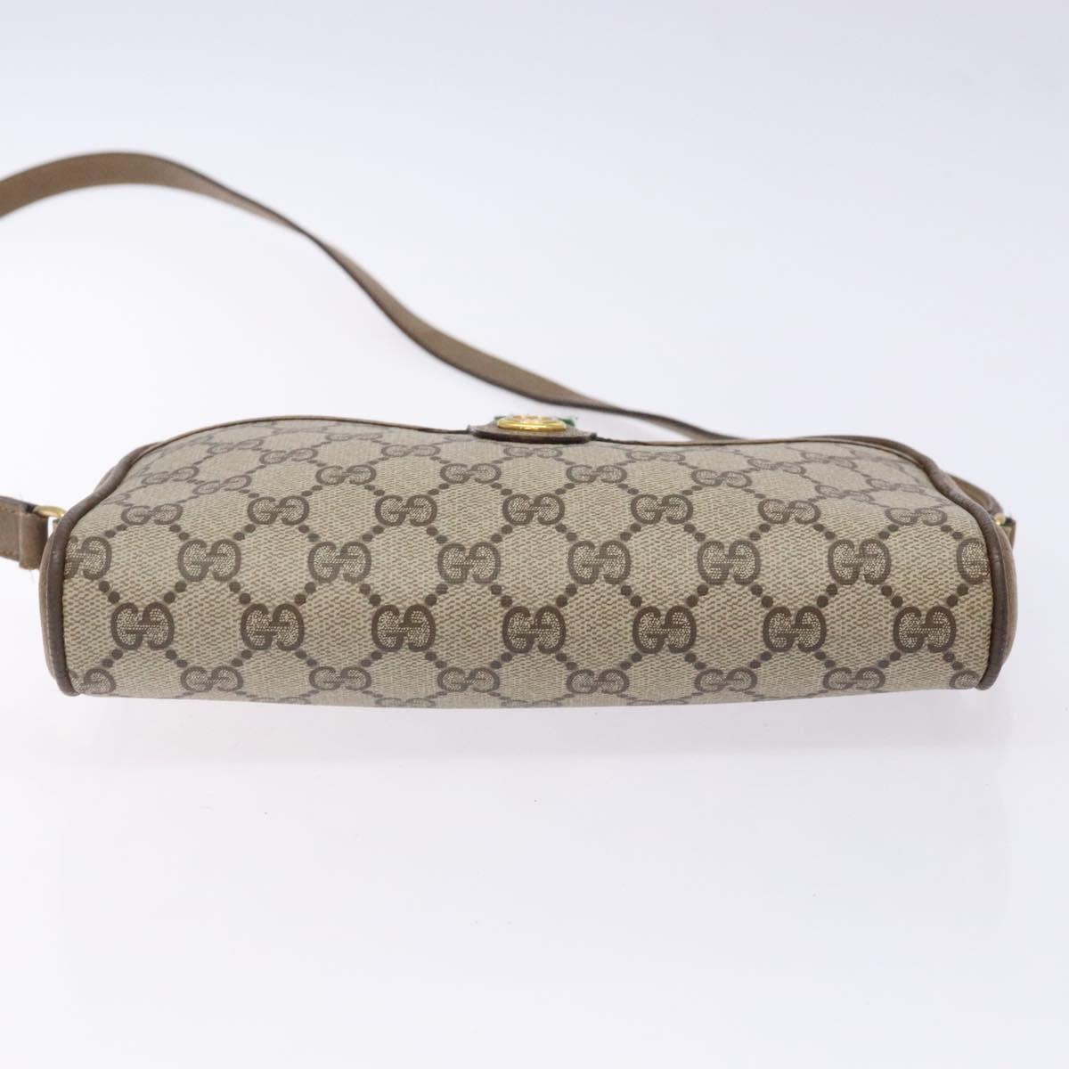 GUCCI GG Supreme Web Sherry Line Bag PVC Beige Gold 116 02 089 Auth BA4187