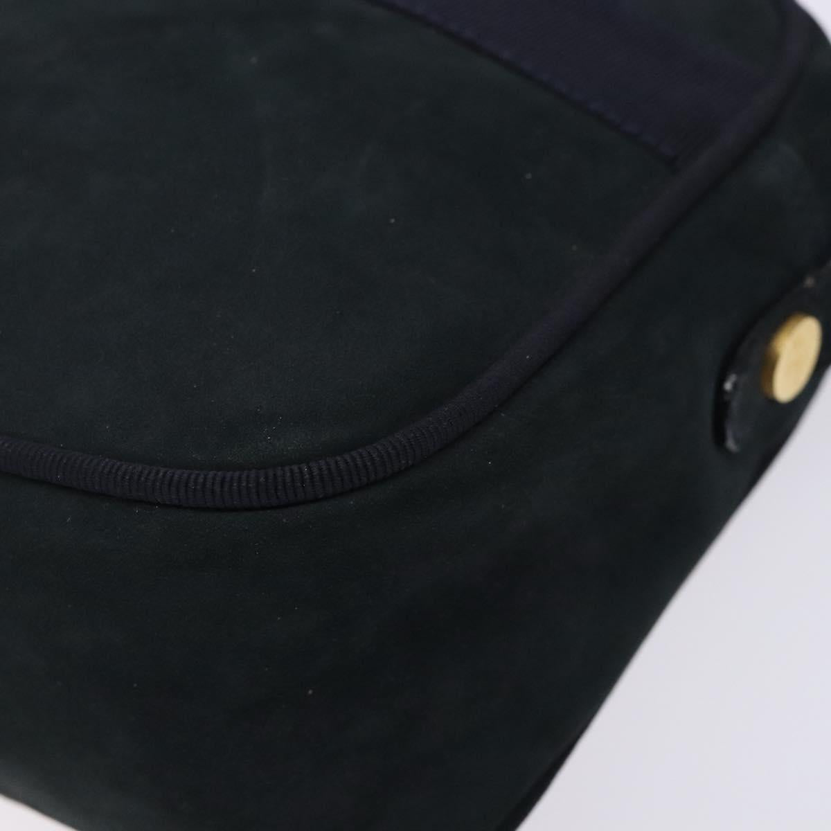 Salvatore Ferragamo Vala Shoulder Bag Suede Navy Gold Auth BA4188