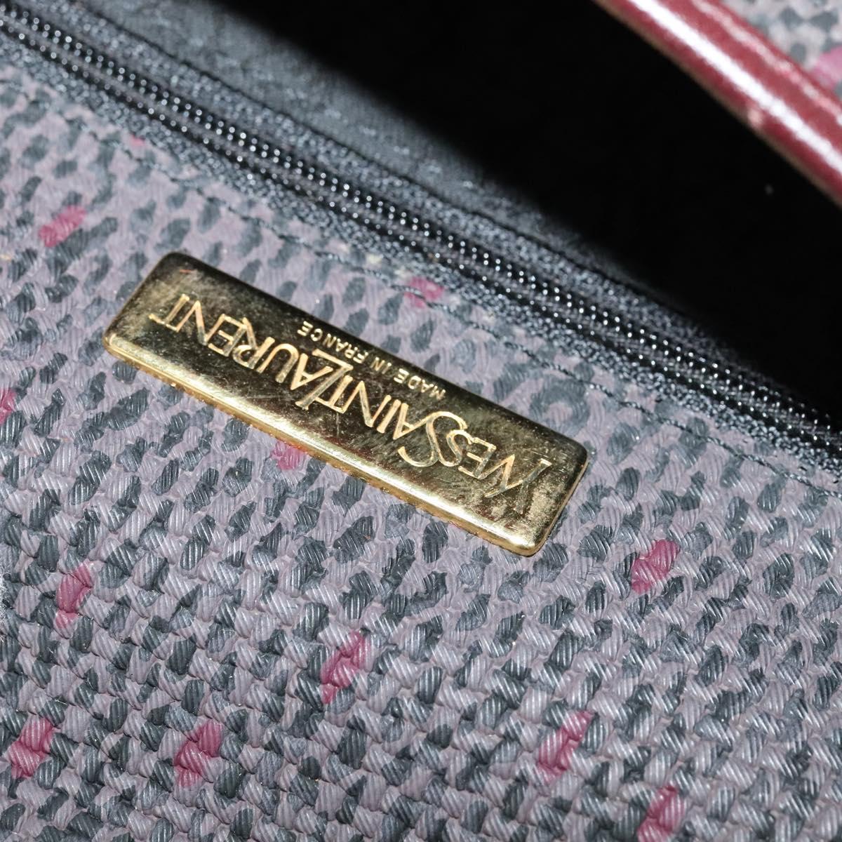 SAINT LAURENT Shoulder Bag Coated Canvas Bordeaux Gold Auth BA4193