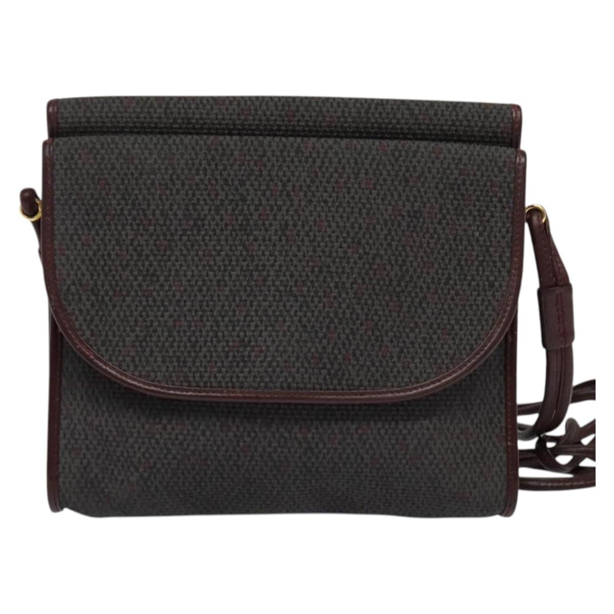 SAINT LAURENT Shoulder Bag Coated Canvas Bordeaux Gold Auth BA4193