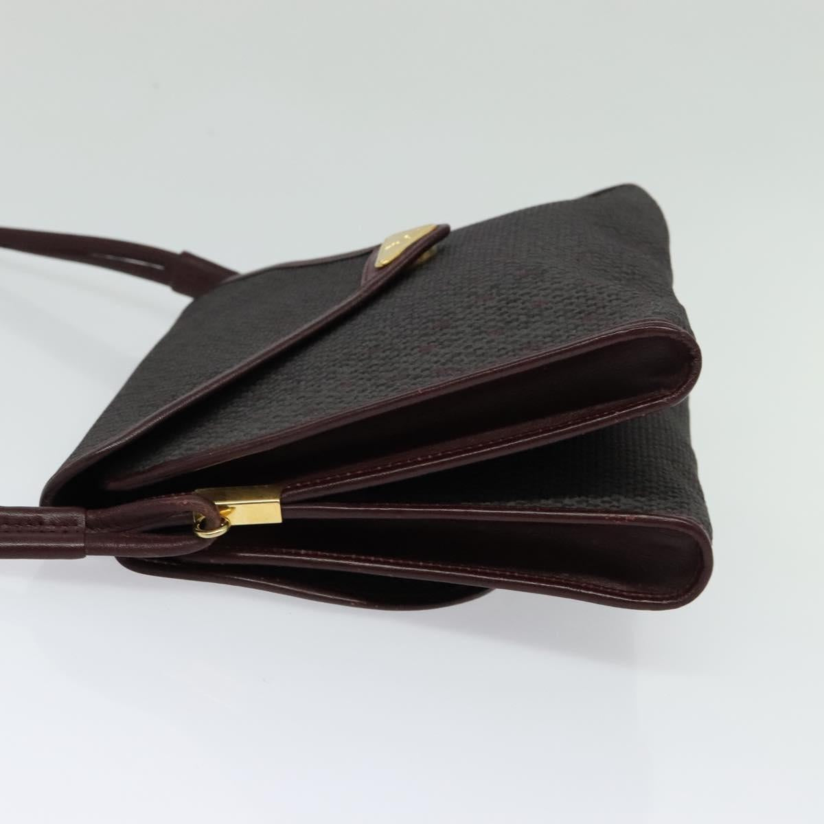 SAINT LAURENT Shoulder Bag Coated Canvas Bordeaux Gold Auth BA4193