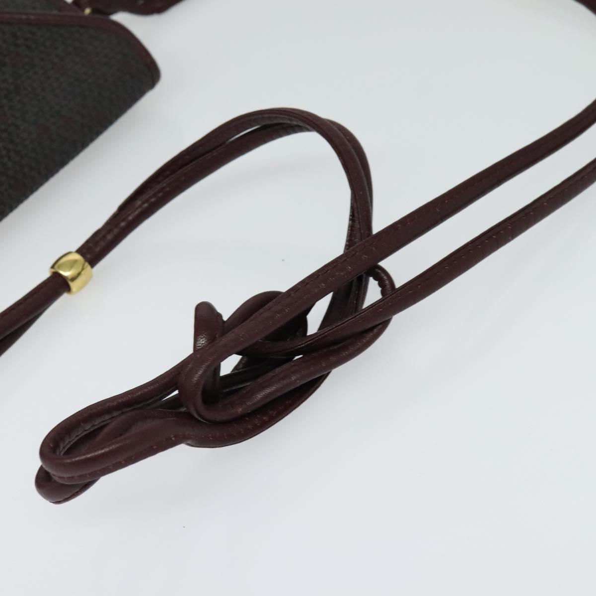 SAINT LAURENT Shoulder Bag Coated Canvas Bordeaux Gold Auth BA4193