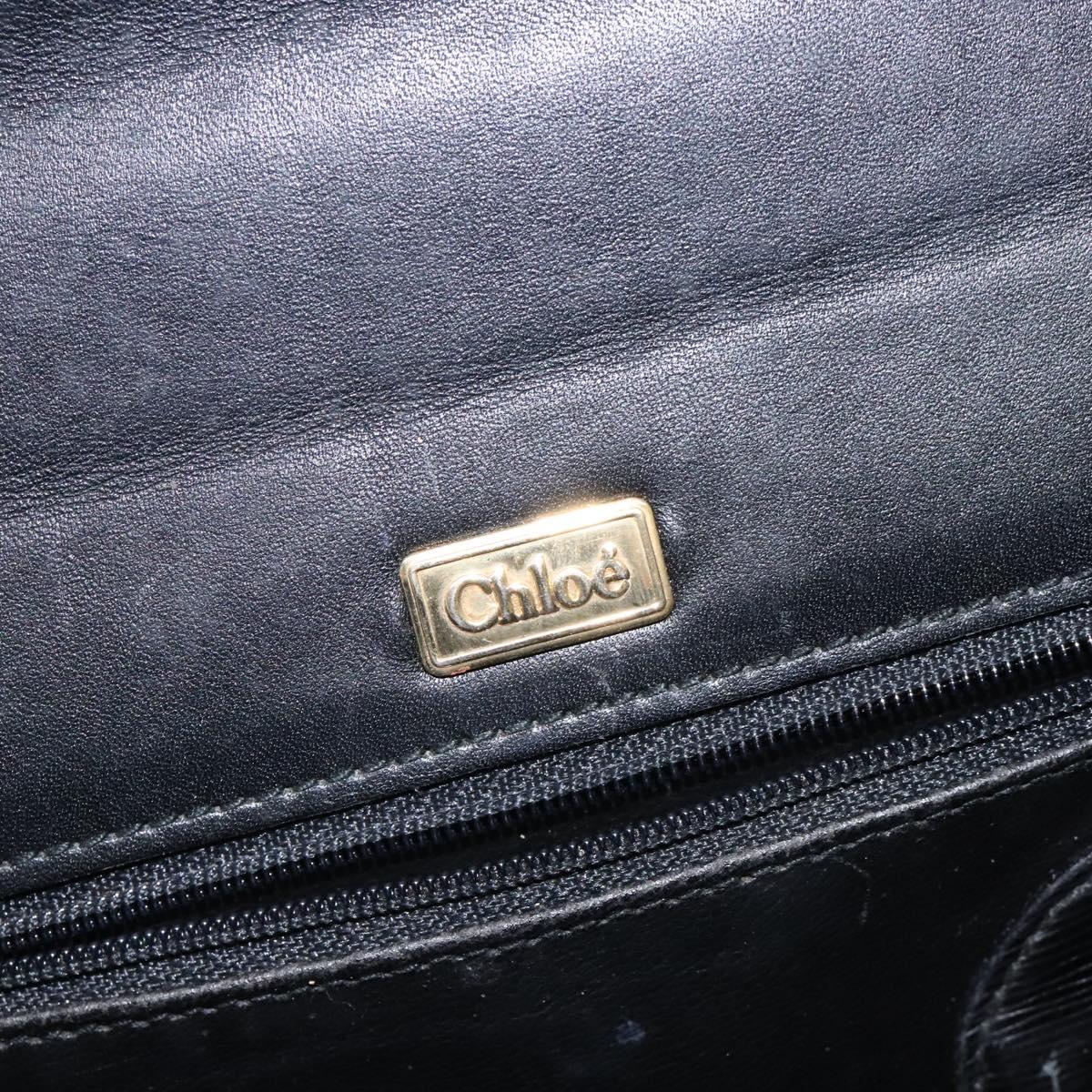 Chloe Hand Bag Leather Black Gold Auth BA4194