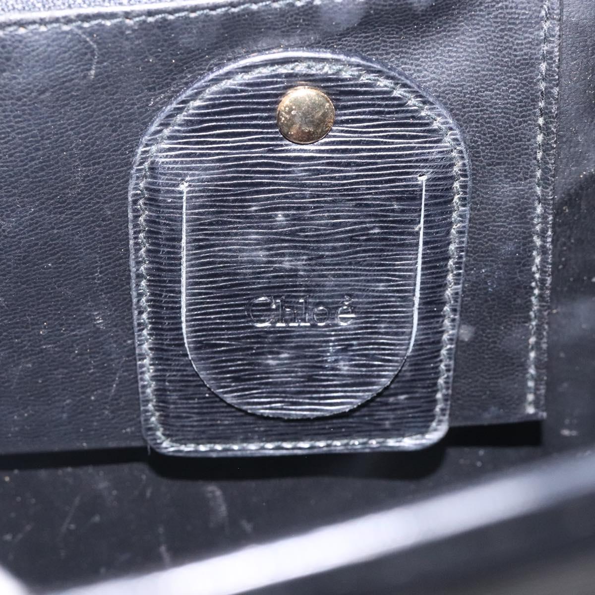 Chloe Hand Bag Leather Black Gold Auth BA4194