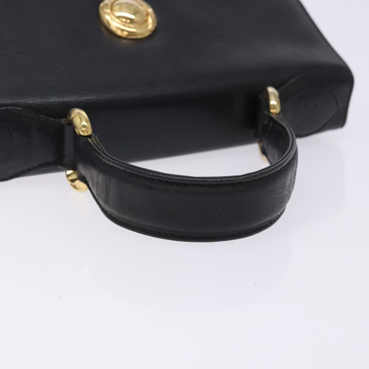 Chloe Hand Bag Leather Black Gold Auth BA4194