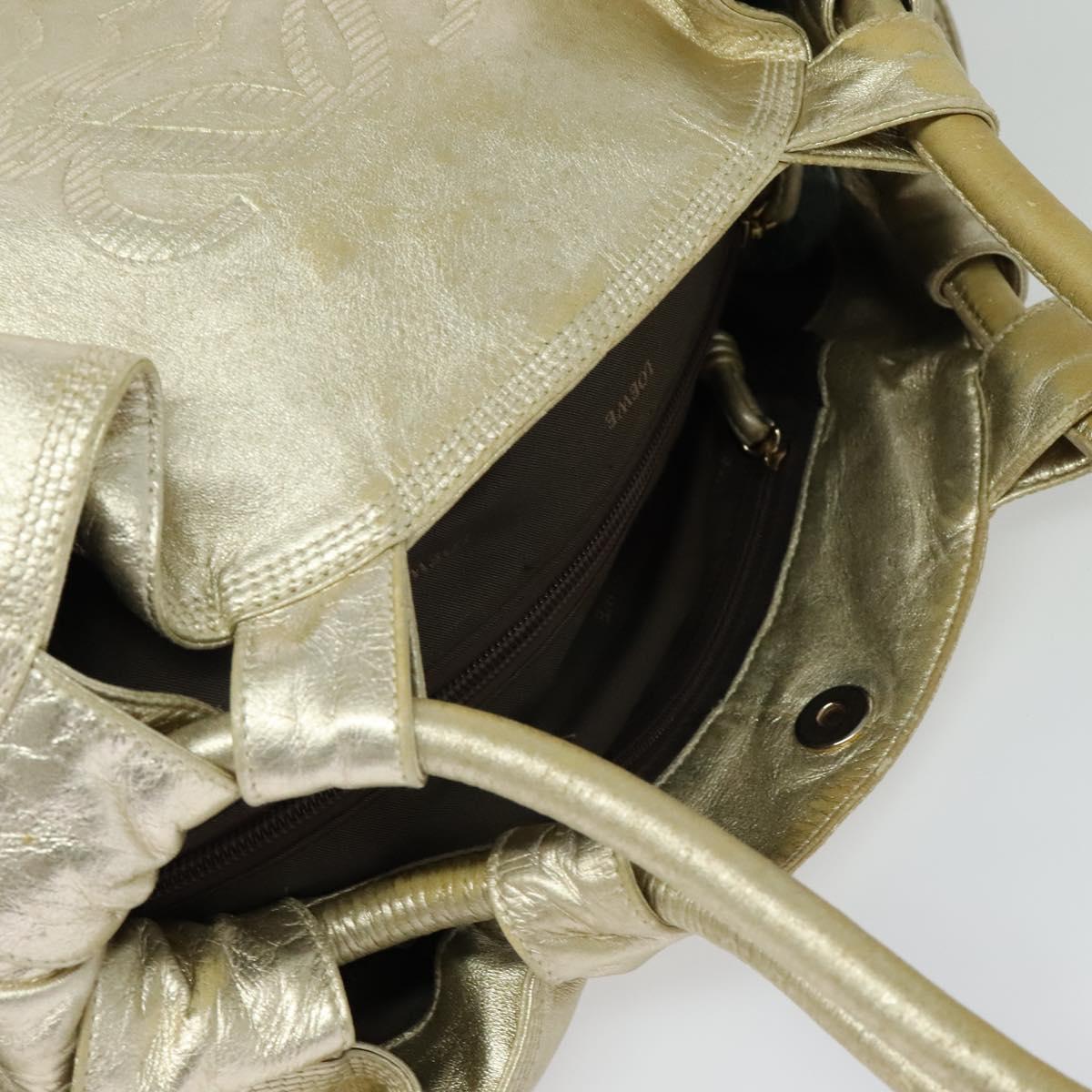 LOEWE Anag Lamb Nappa Aire Tote Bag Leather Gold Auth BA4201