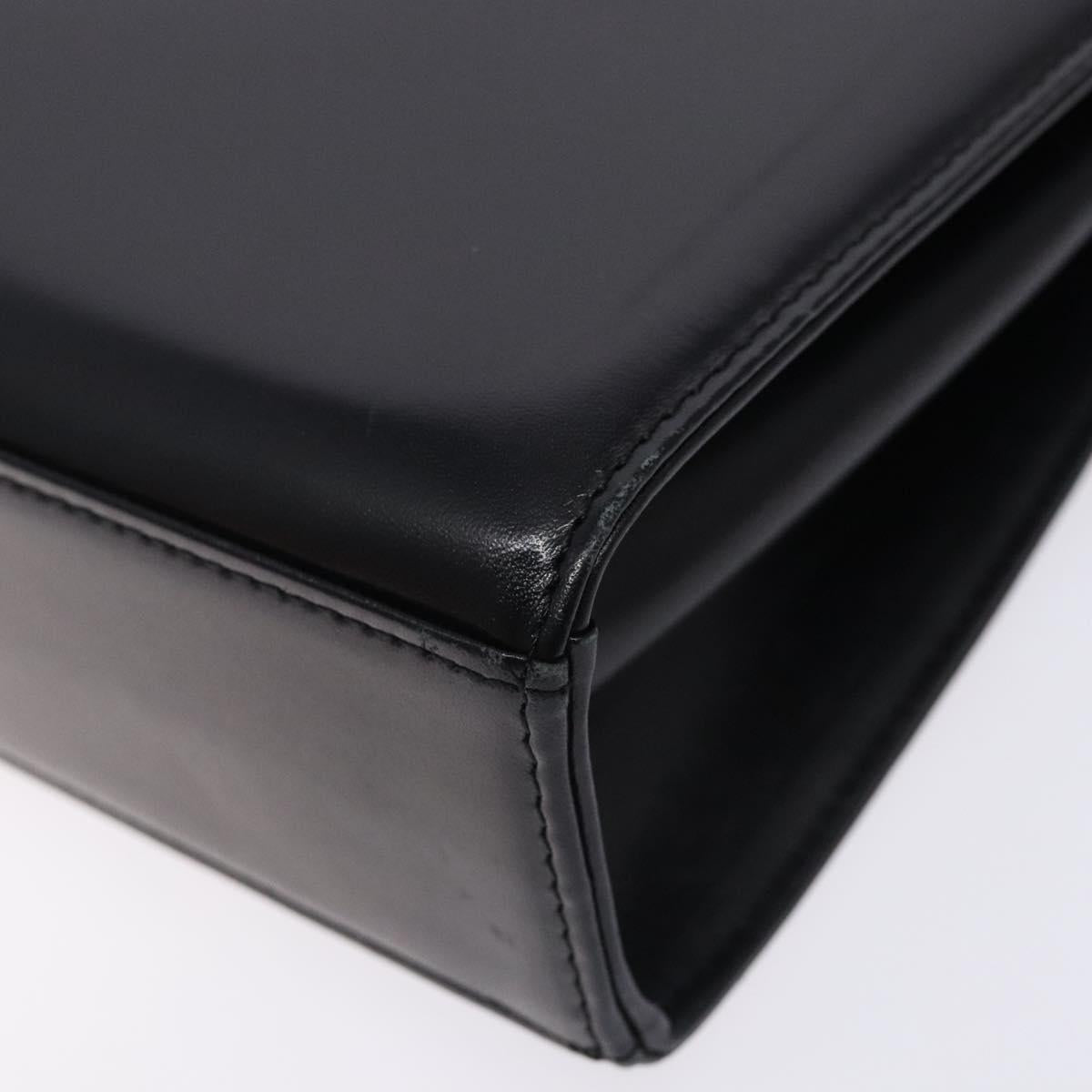 GIVENCHY Hand Bag Leather Black Gold Auth BA4202