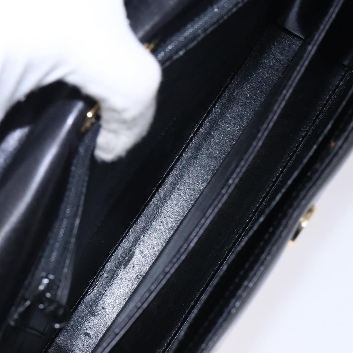 GIVENCHY Hand Bag Leather Black Gold Auth BA4202