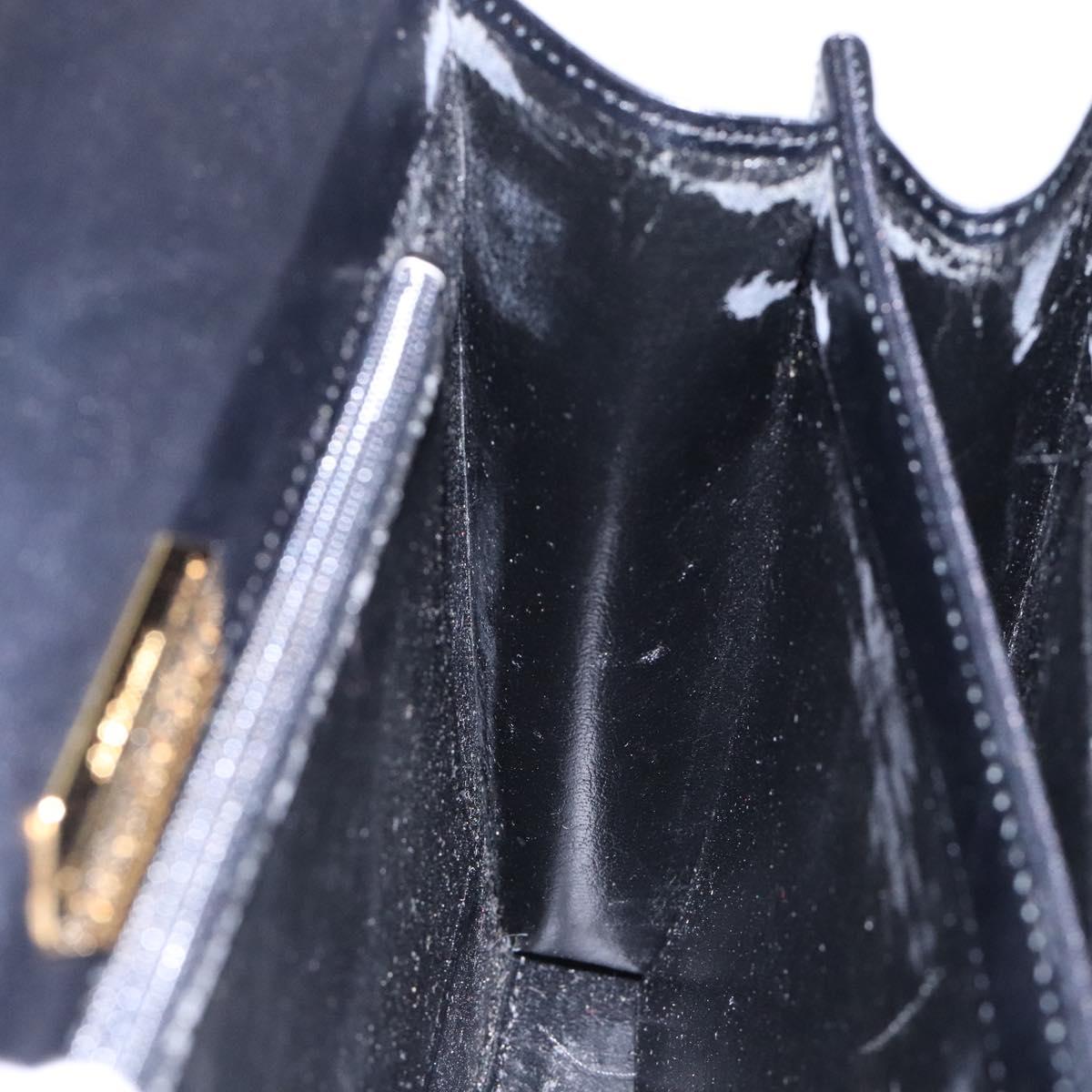 GIVENCHY Hand Bag Leather Black Gold Auth BA4202