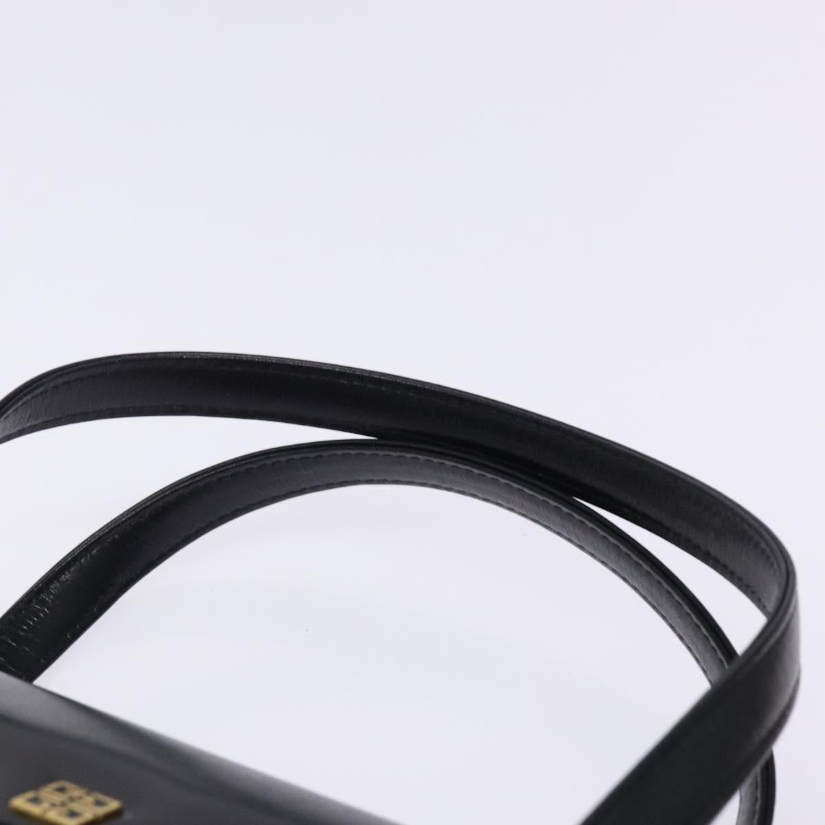 GIVENCHY Hand Bag Leather Black Gold Auth BA4202