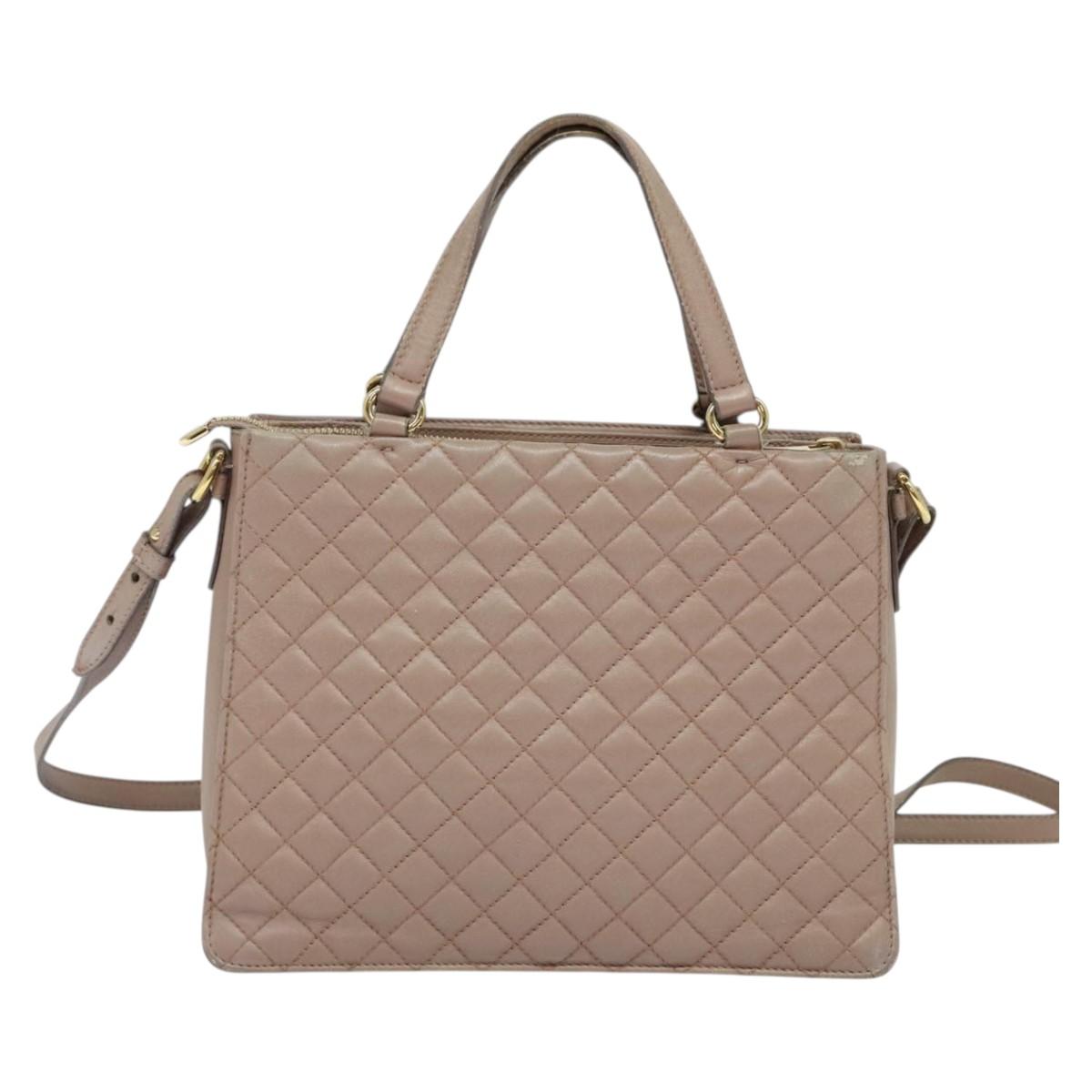 Salvatore Ferragamo Vala Shoulder Bag Leather Pink Gold Auth BA4203