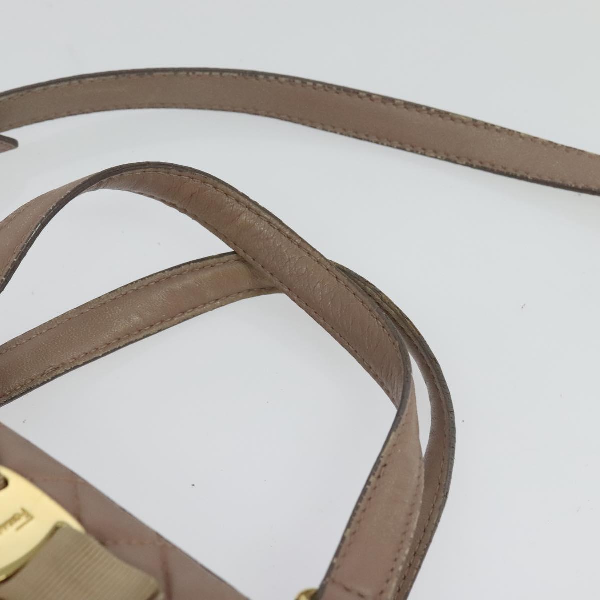 Salvatore Ferragamo Vala Shoulder Bag Leather Pink Gold Auth BA4203