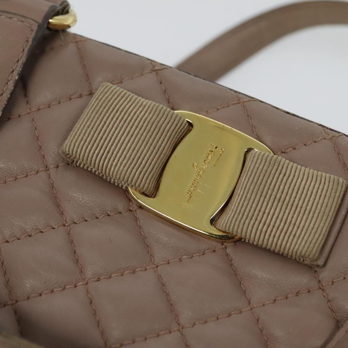 Salvatore Ferragamo Vala Shoulder Bag Leather Pink Gold Auth BA4203