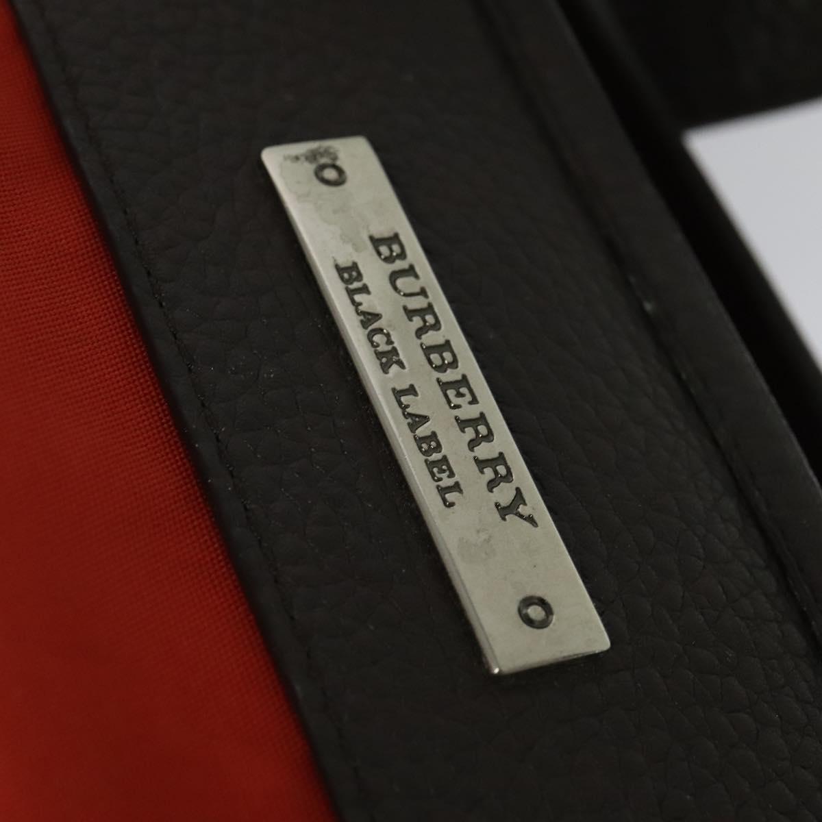 BURBERRY Black Label Tote Bag Leather Red Silver Auth BA4208