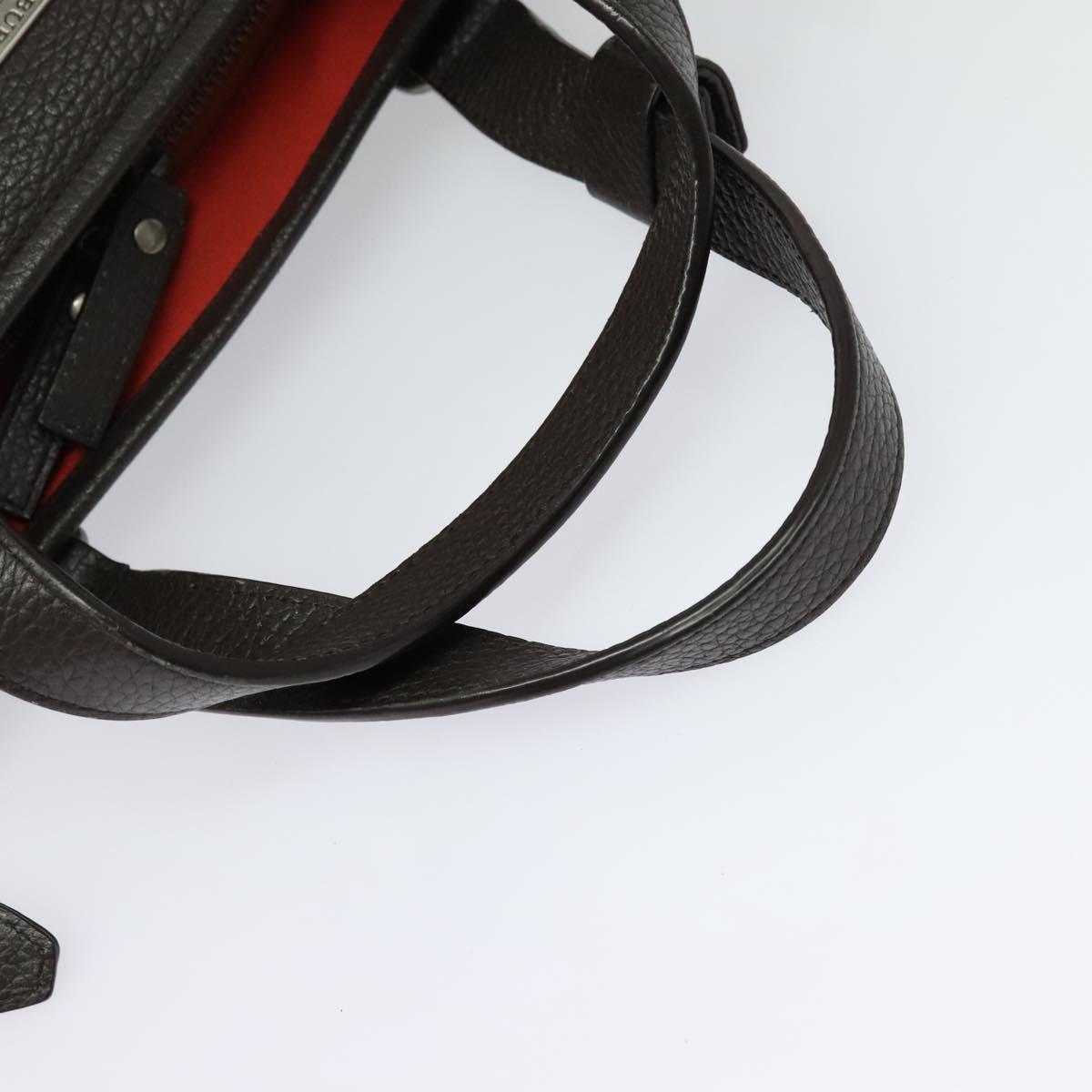 BURBERRY Black Label Tote Bag Leather Red Silver Auth BA4208