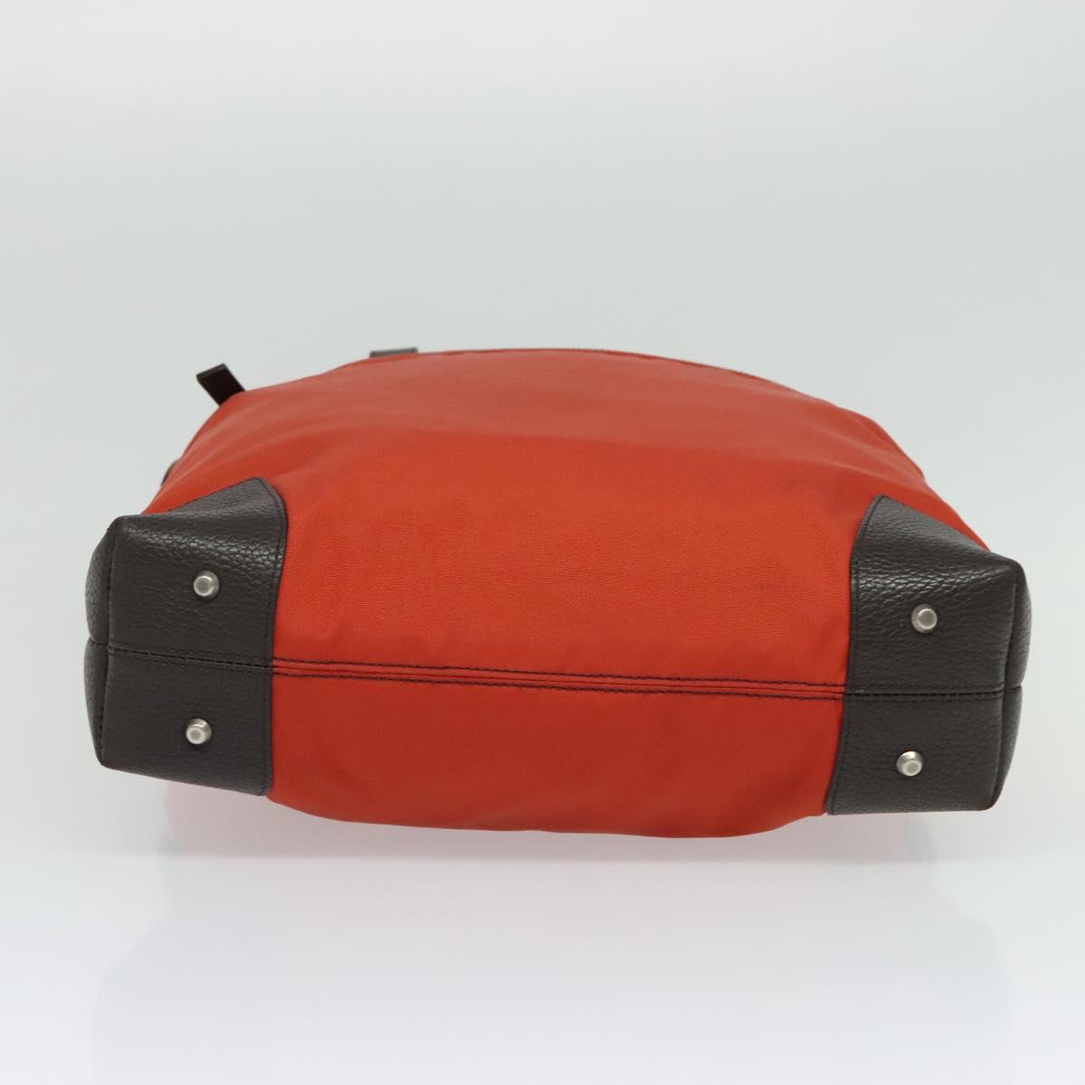 BURBERRY Black Label Tote Bag Leather Red Silver Auth BA4208