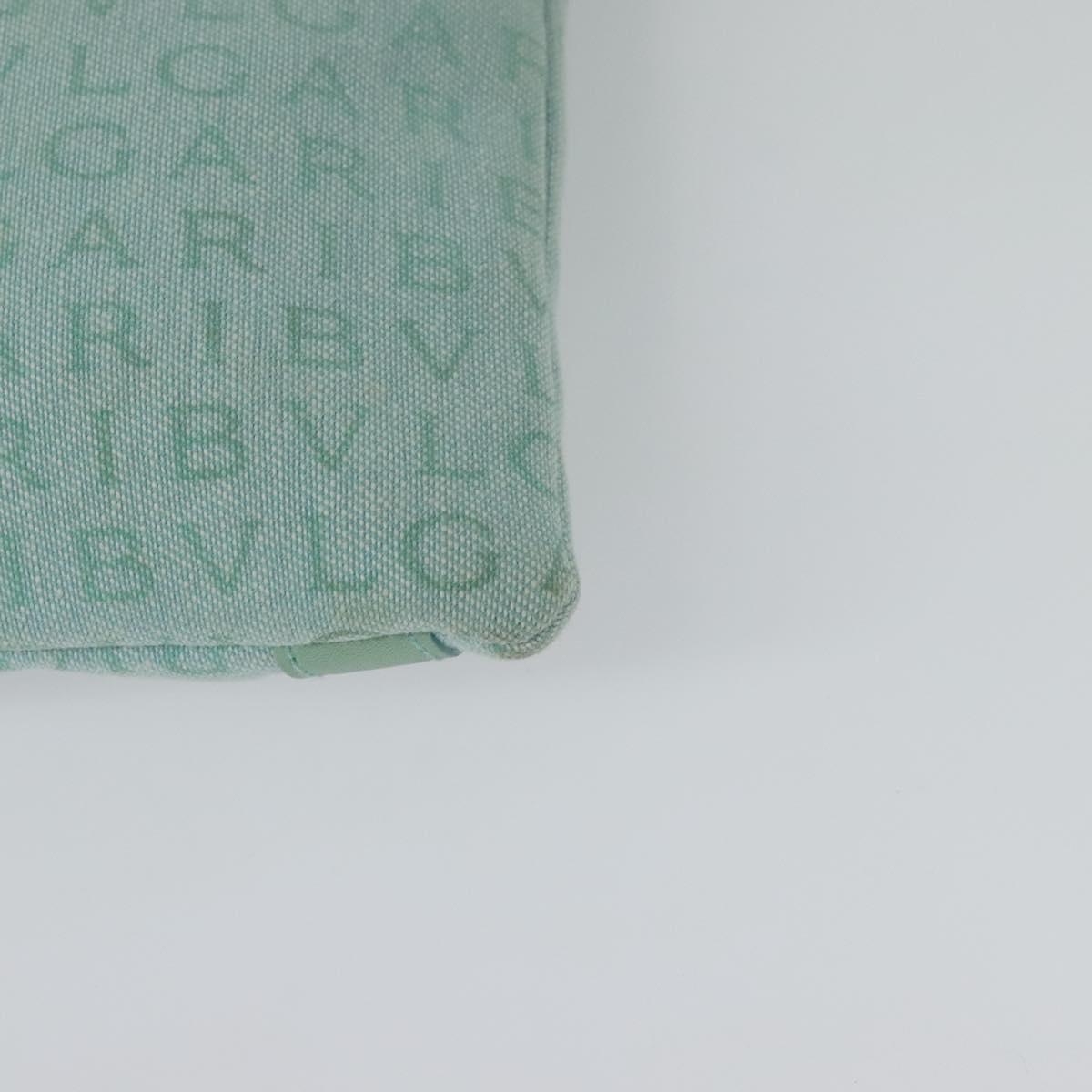 BVLGARI Logo Mania Shoulder Bag Canvas Green Silver Auth BA4215