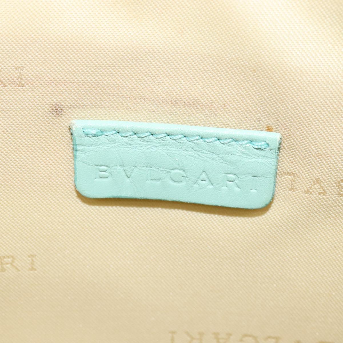 BVLGARI Logo Mania Shoulder Bag Canvas Green Silver Auth BA4215