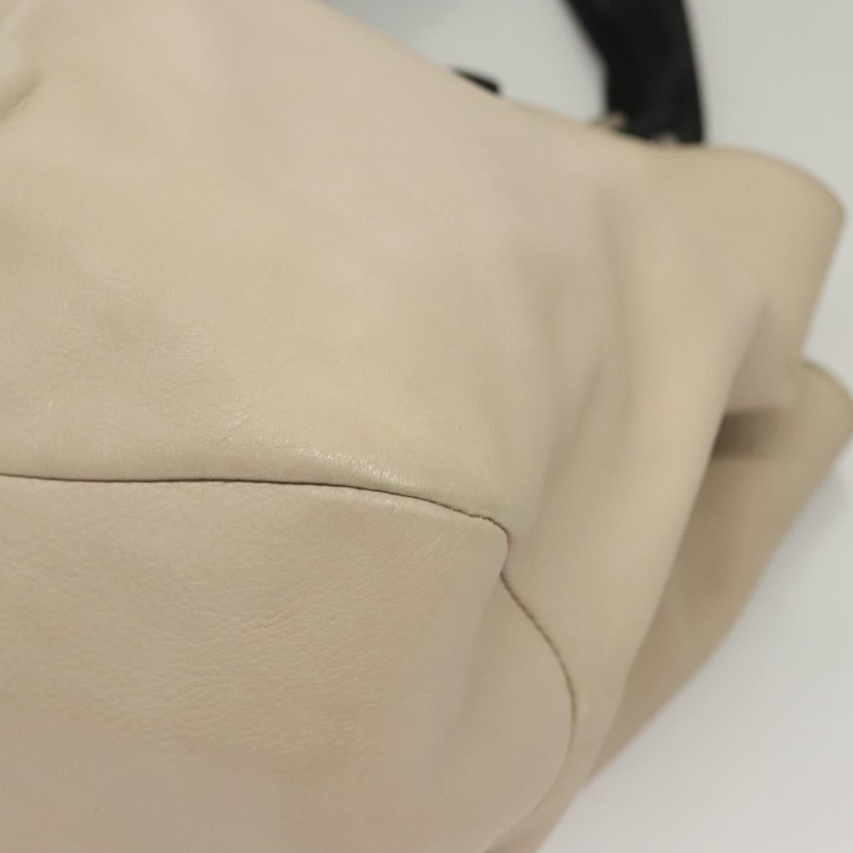 Salvatore Ferragamo Vala Tote Bag Leather Beige Silver Auth BA4217