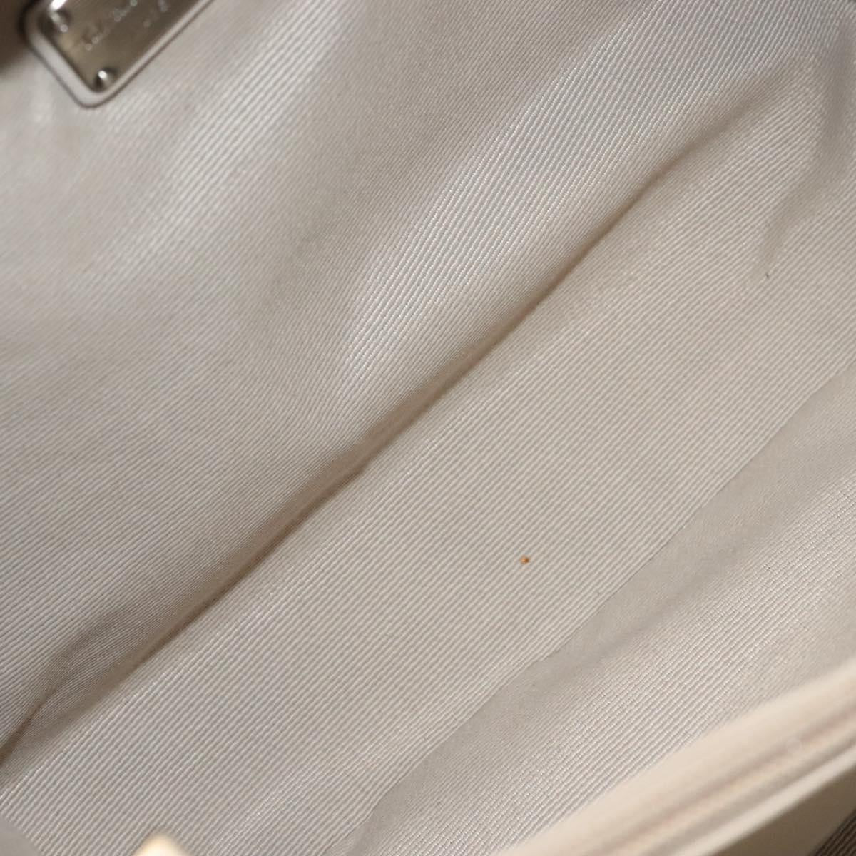 Salvatore Ferragamo Vala Tote Bag Leather Beige Silver Auth BA4217