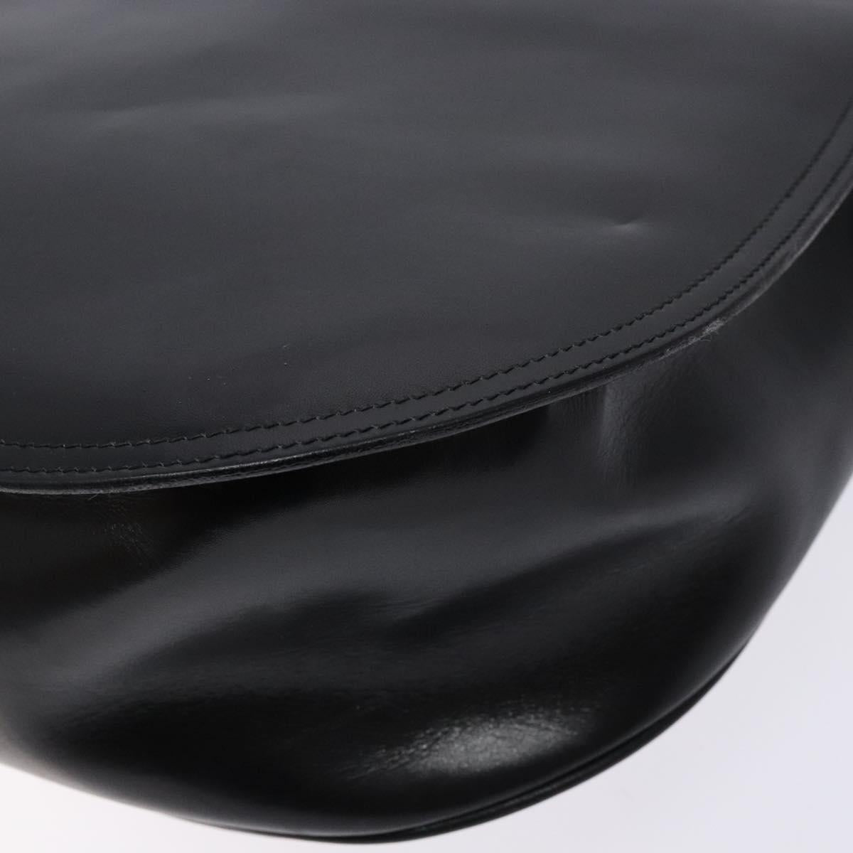 Salvatore Ferragamo Gancini Shoulder Bag Leather Black Gold Auth BA4219