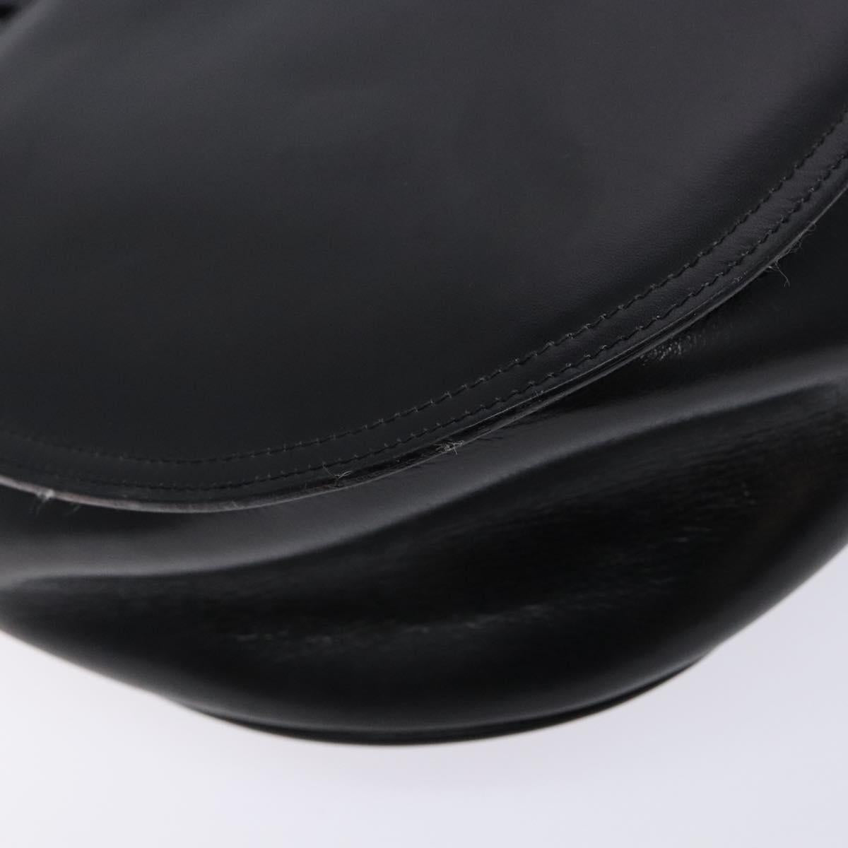 Salvatore Ferragamo Gancini Shoulder Bag Leather Black Gold Auth BA4219