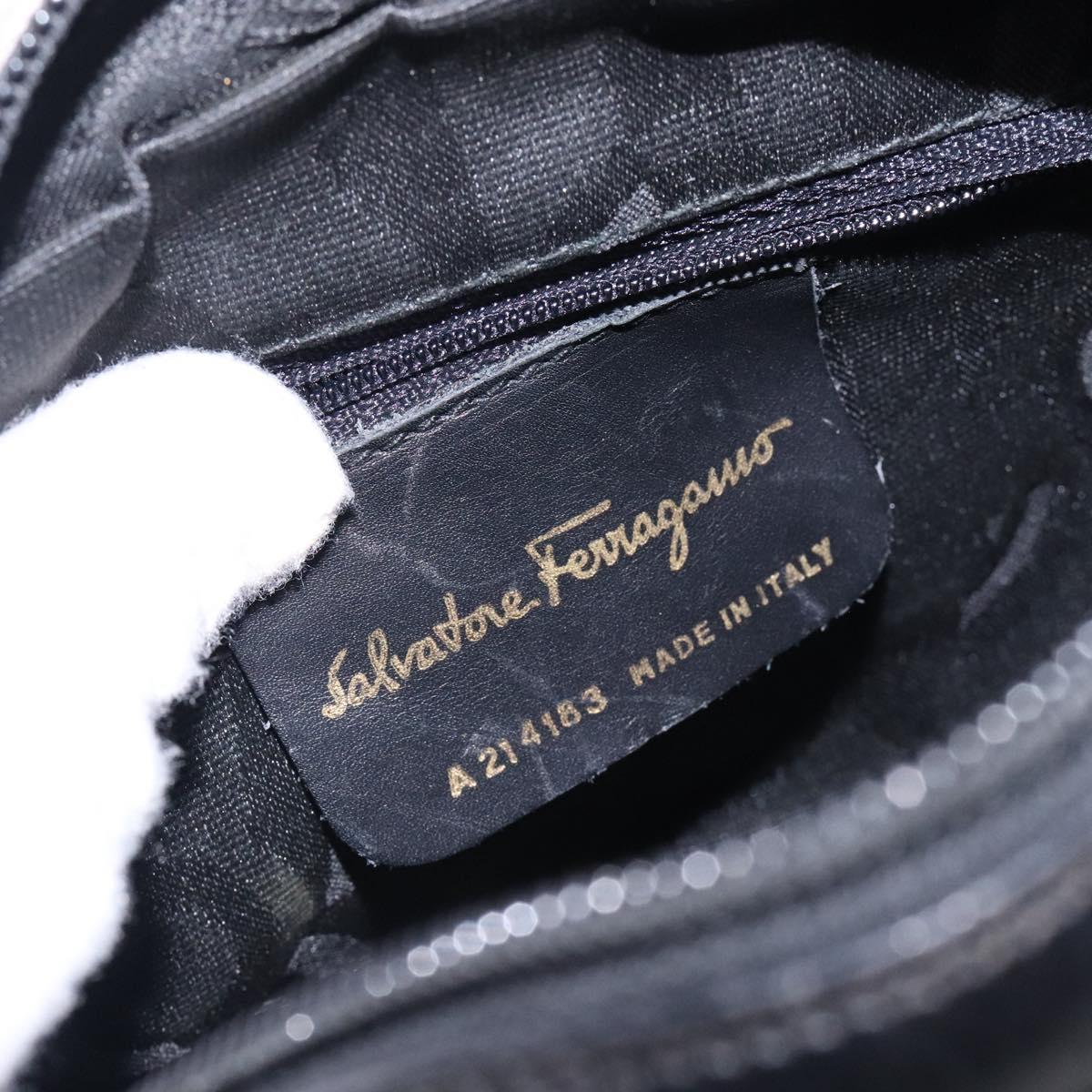 Salvatore Ferragamo Vala Shoulder Bag Leather Black Gold Auth BA4221