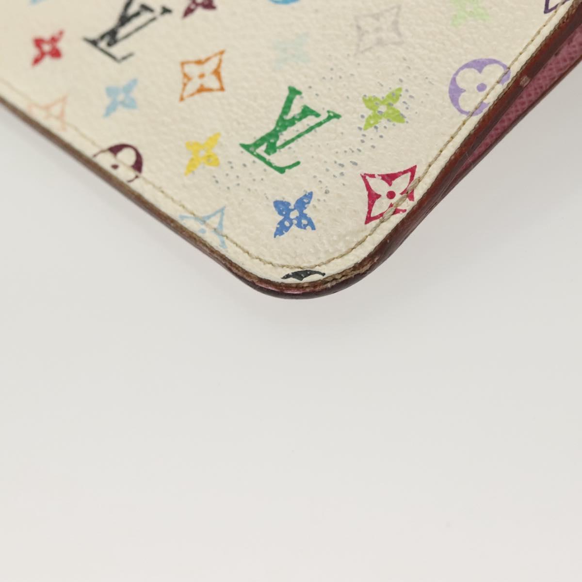 LOUIS VUITTON Monogram Multicolor Pochette Cles NM White M93734 LV Auth BA4239