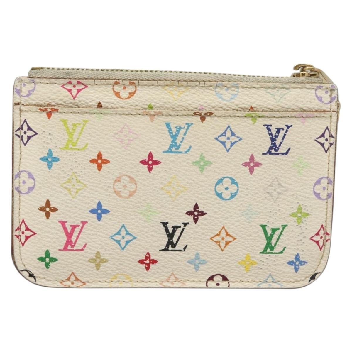 LOUIS VUITTON Monogram Multicolor Pochette Cles NM White M93734 LV Auth BA4239