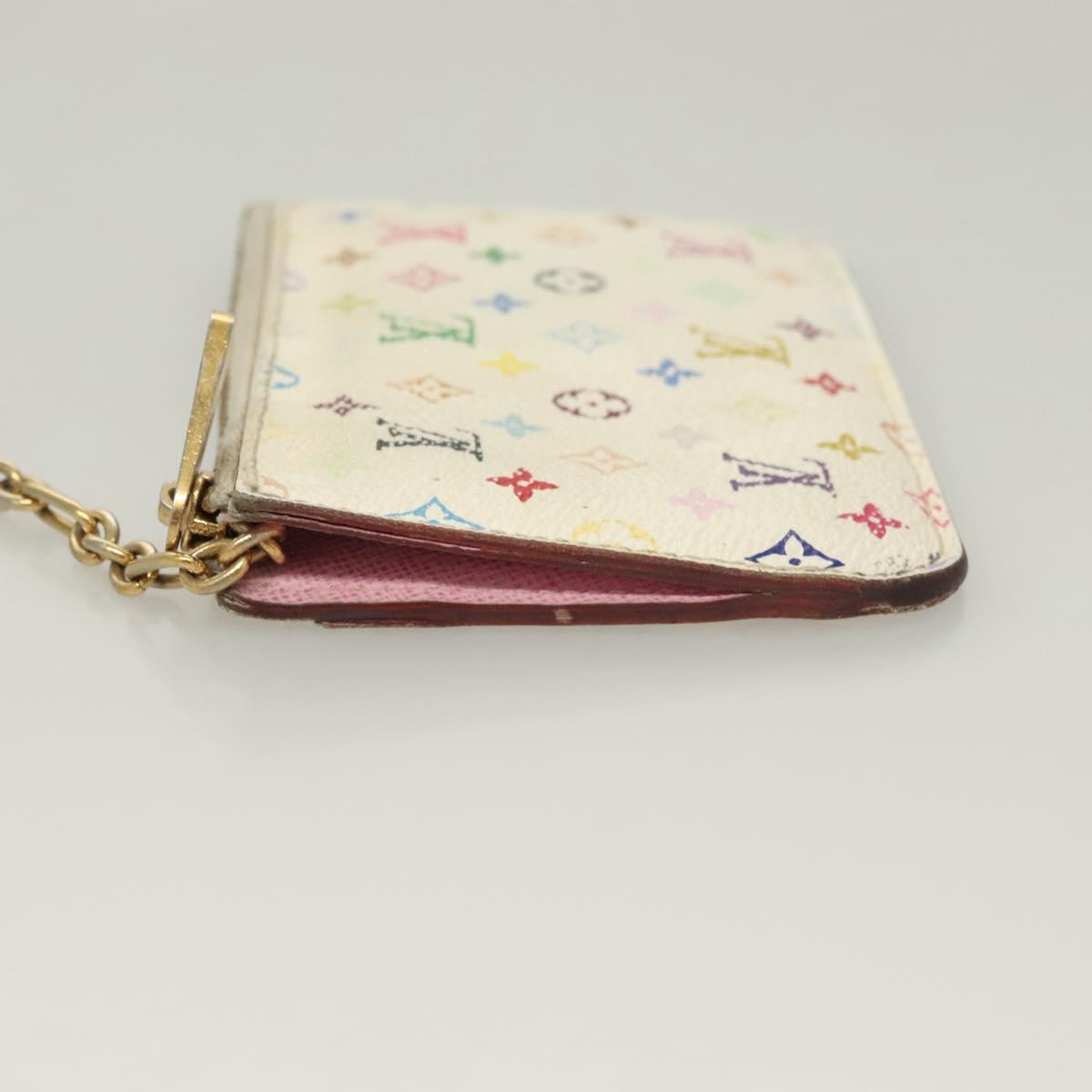 LOUIS VUITTON Monogram Multicolor Pochette Cles NM White M93734 LV Auth BA4239