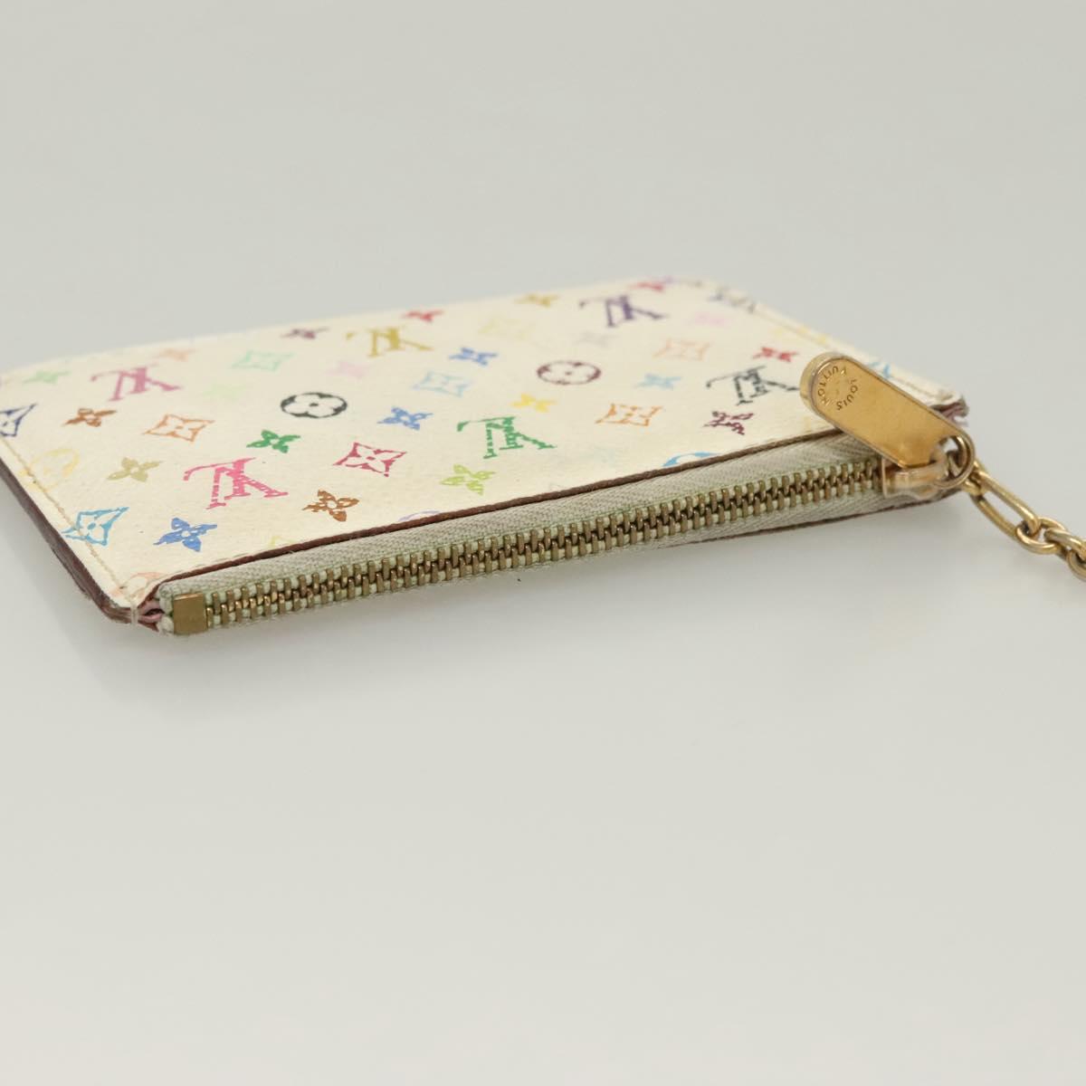 LOUIS VUITTON Monogram Multicolor Pochette Cles NM White M93734 LV Auth BA4239