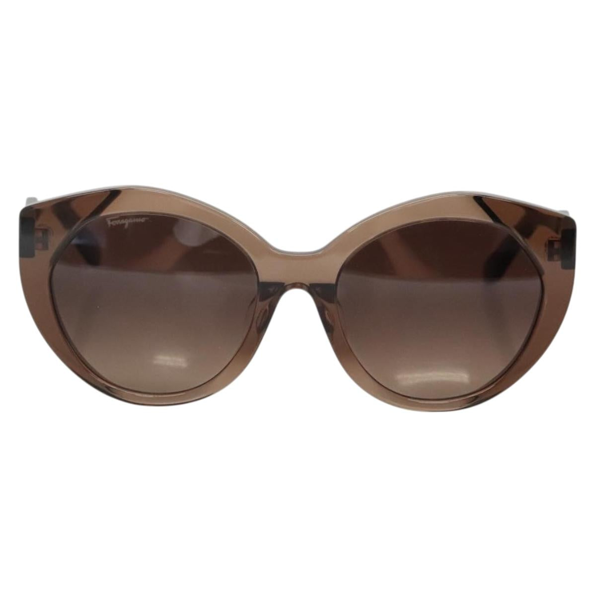 Salvatore Ferragamo Gancini Sunglasses plastic Brown Auth BA4246