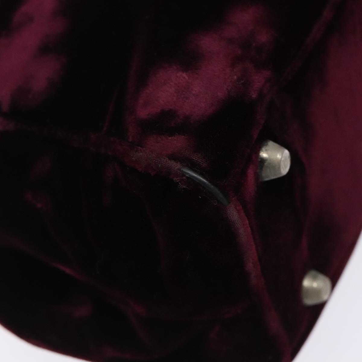 PRADA Hand Bag Velor Bordeaux Silver Auth BA4254