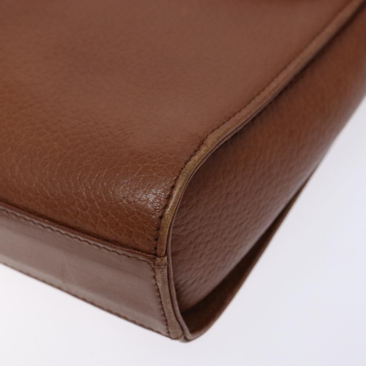 Burberrys Shoulder Bag Leather Brown Gold Auth BA4255