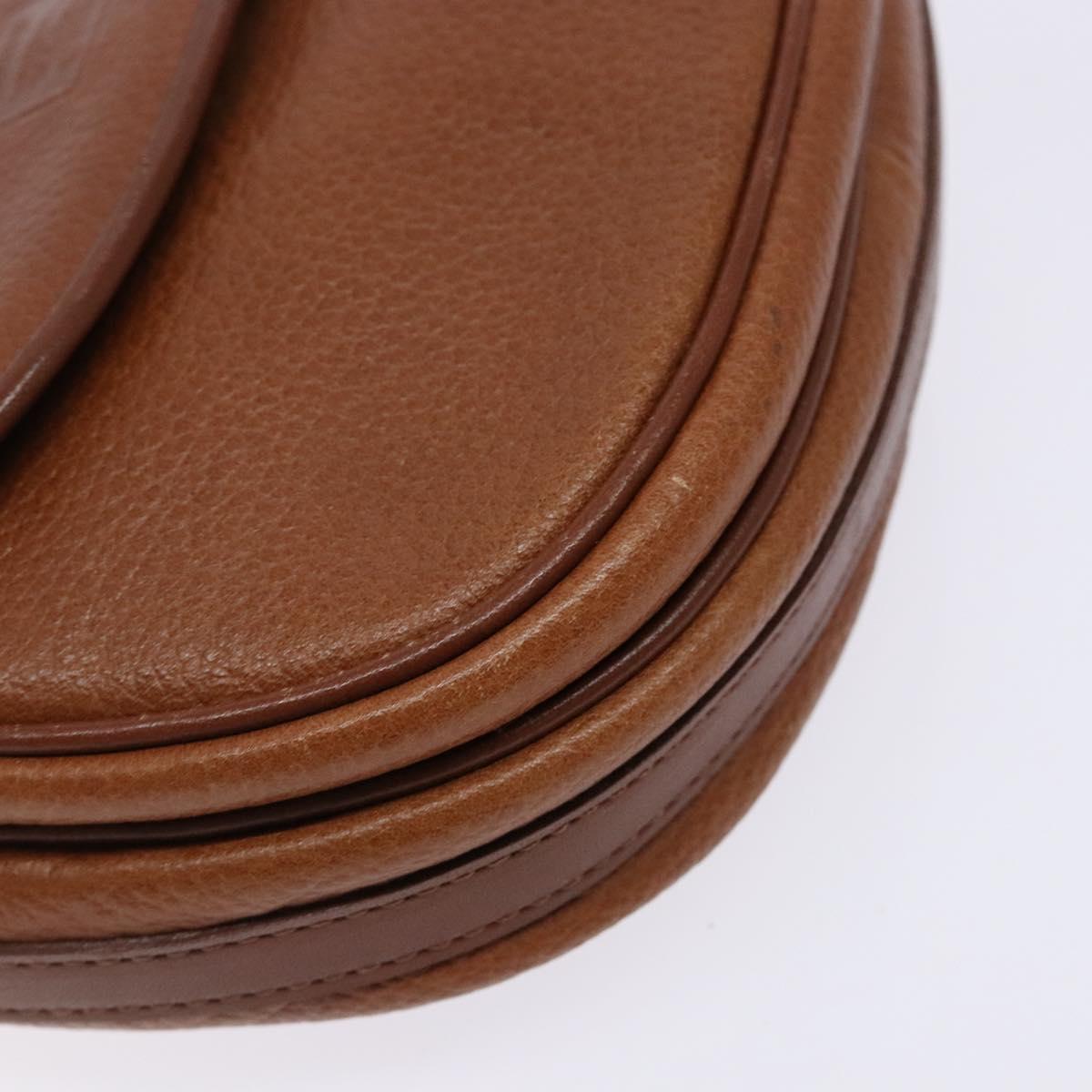 Burberrys Shoulder Bag Leather Brown Gold Auth BA4256