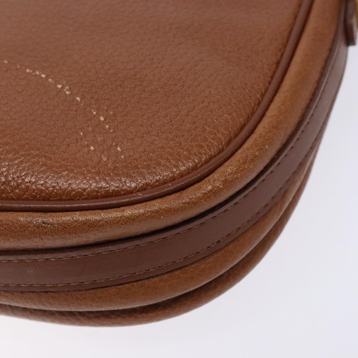 Burberrys Shoulder Bag Leather Brown Gold Auth BA4256