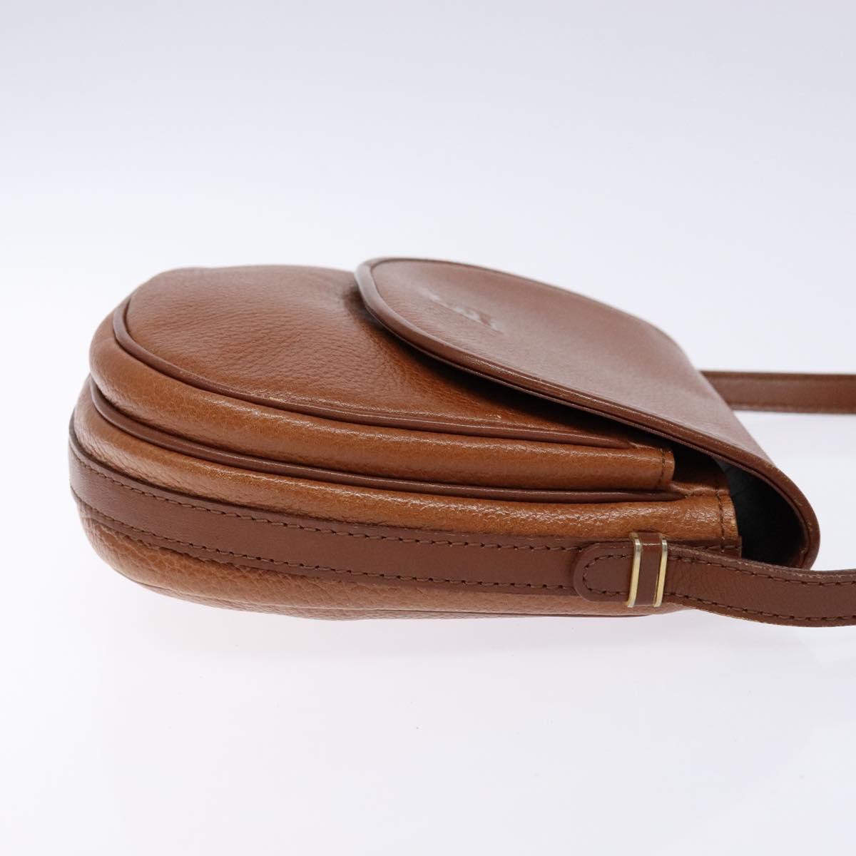 Burberrys Shoulder Bag Leather Brown Gold Auth BA4256