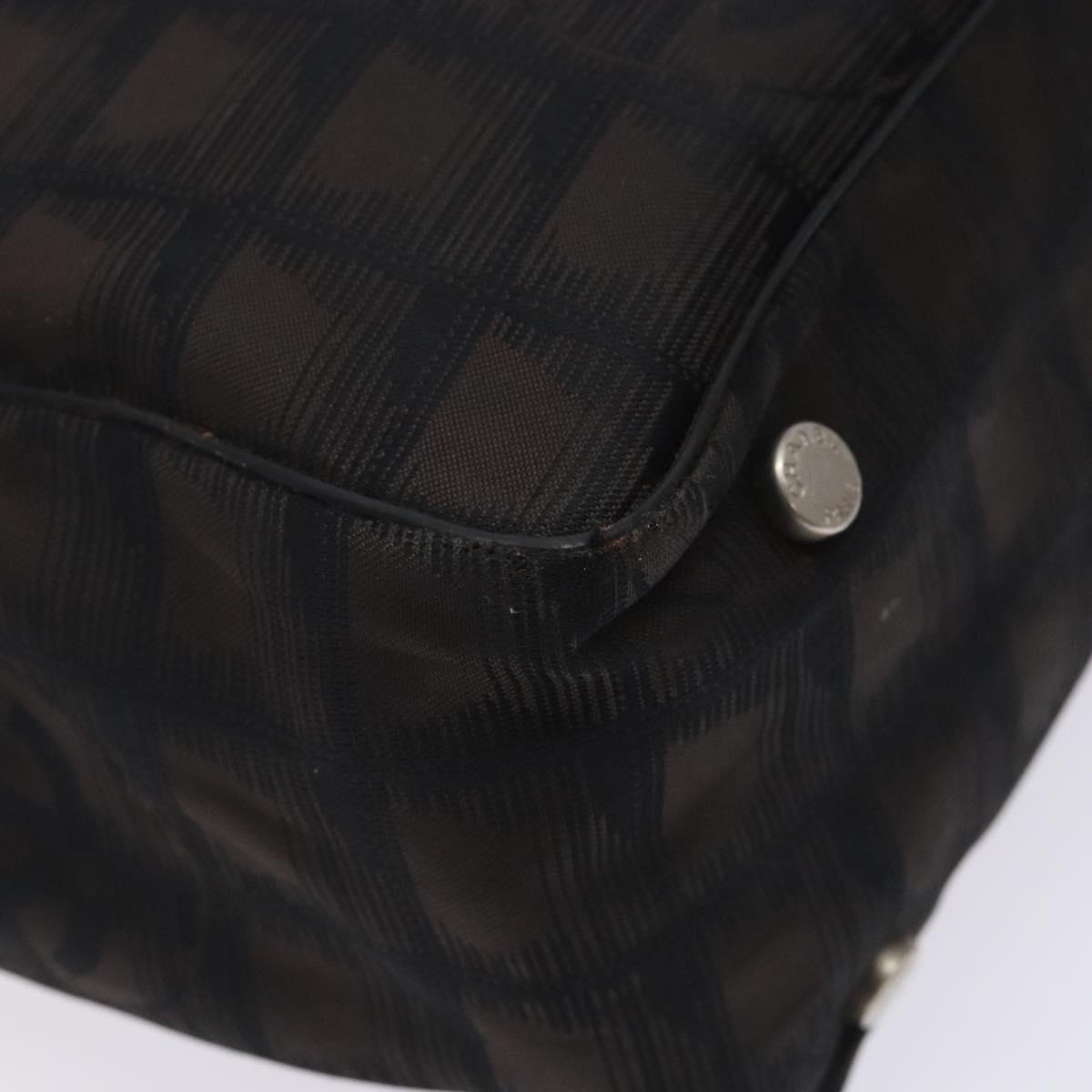 CHANEL New Travel Line Tote Bag Nylon Dark Brown Black CC Auth BA4258
