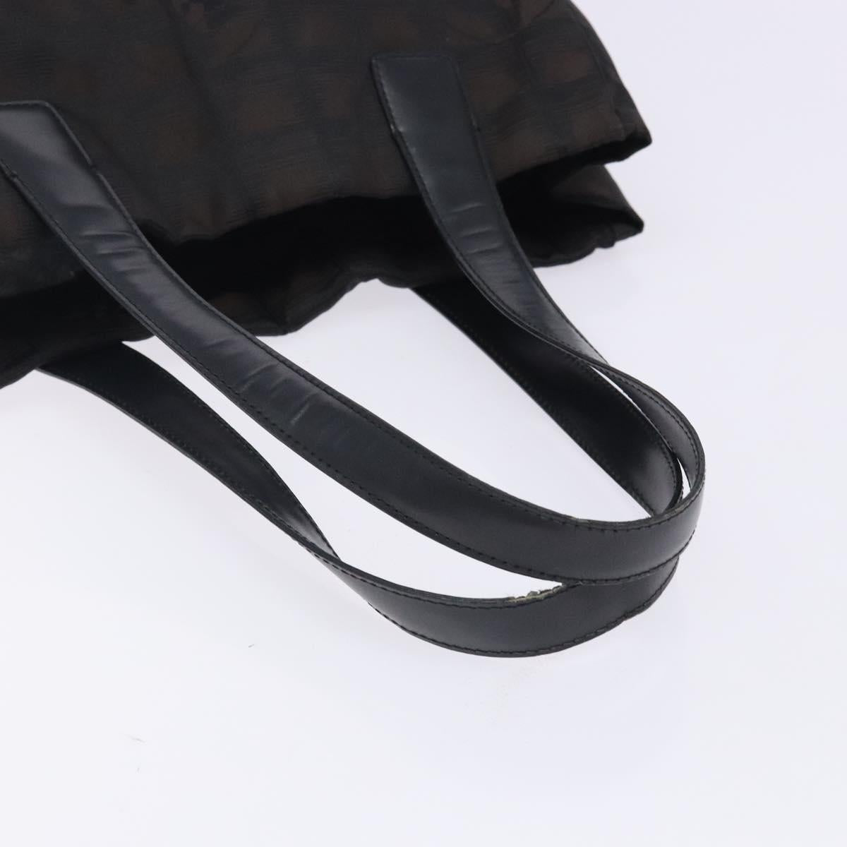 CHANEL New Travel Line Tote Bag Nylon Dark Brown Black CC Auth BA4258