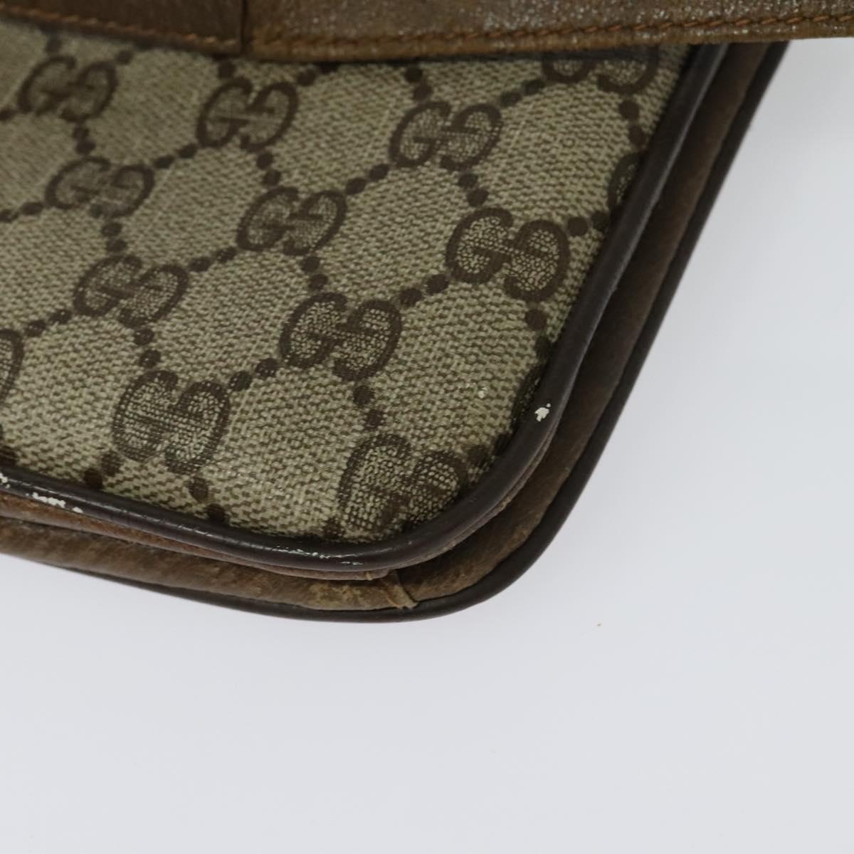 GUCCI GG Supreme Shoulder Bag PVC Beige Gold Auth BA4262
