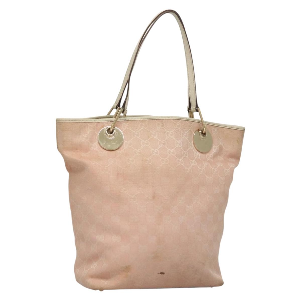 GUCCI GG Canvas Tote Bag Pink Gold 120836 Auth BA4263