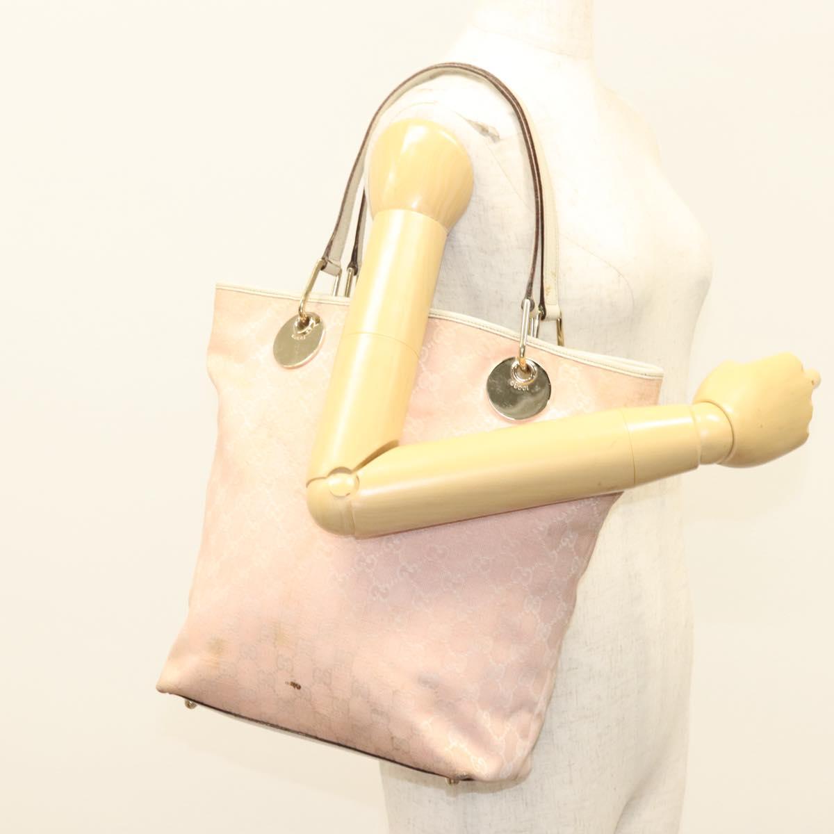 GUCCI GG Canvas Tote Bag Pink Gold 120836 Auth BA4263