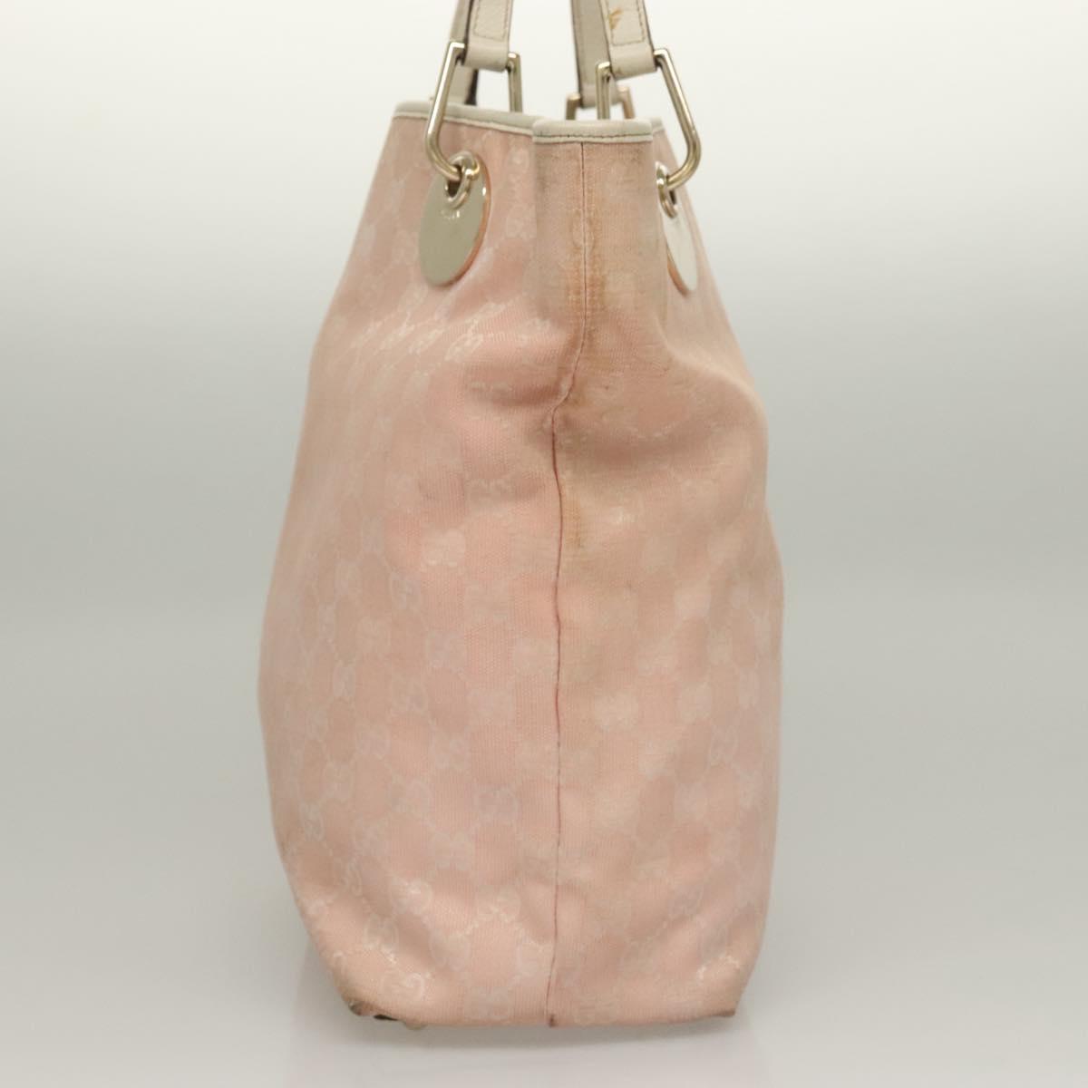 GUCCI GG Canvas Tote Bag Pink Gold 120836 Auth BA4263
